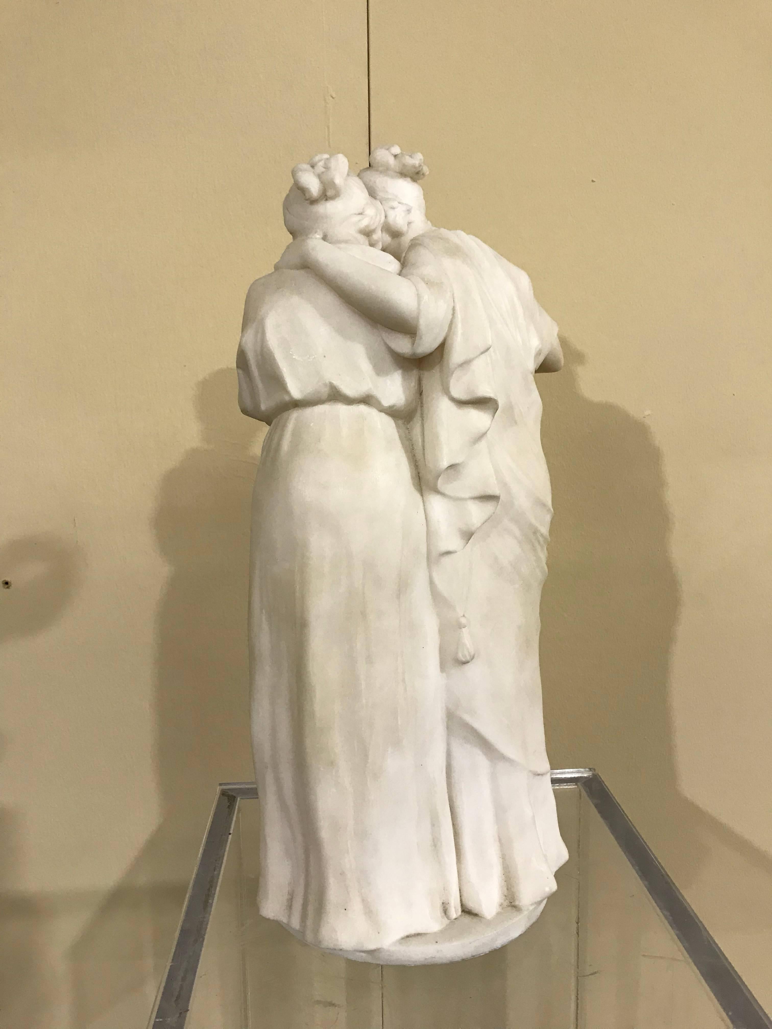 19th Century Italian Neoclassical Maidens Sculpture Group in White Alabaster 2