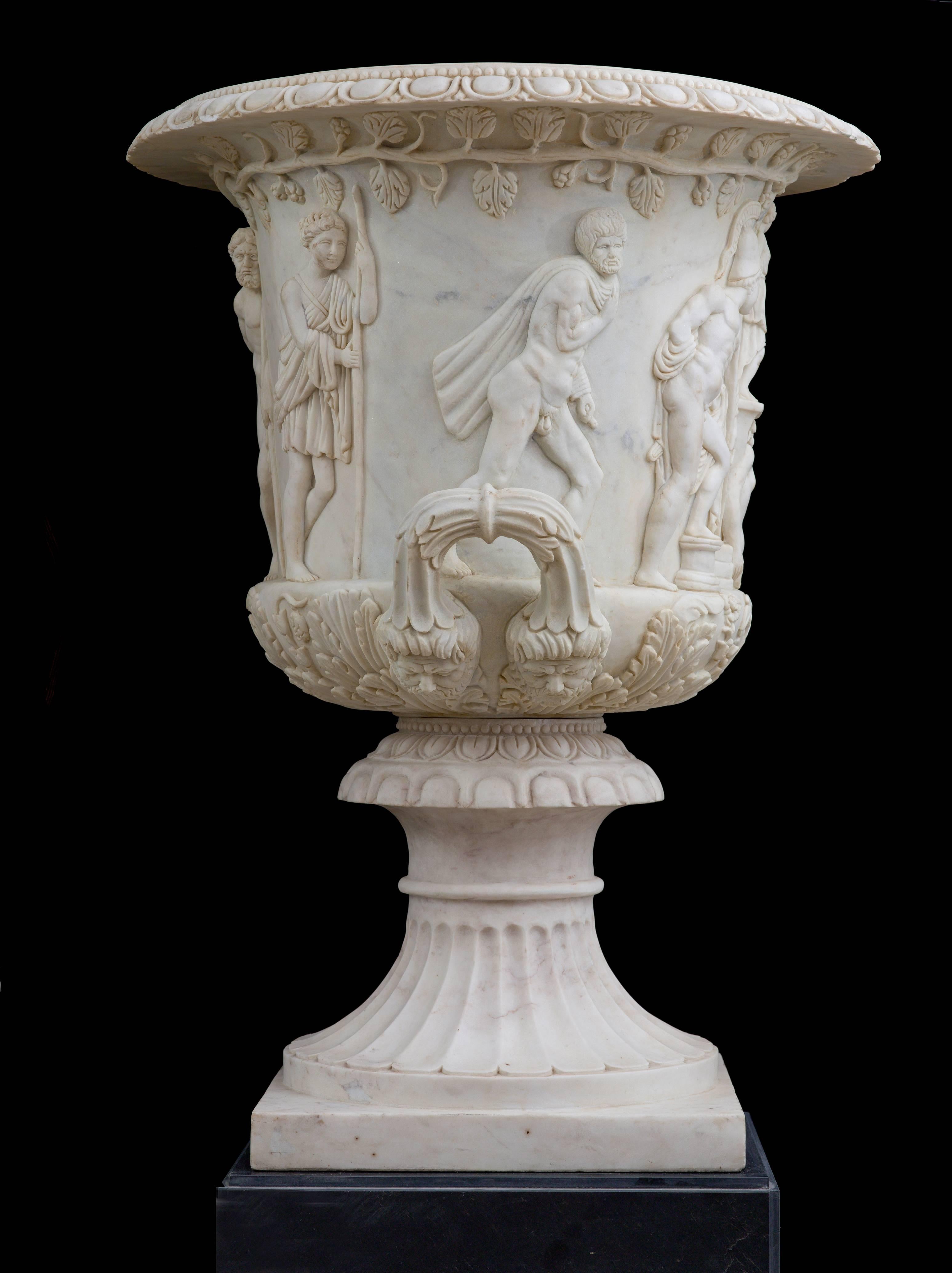 Neoclassical A Pair of italian marble models of the borghese and medici vases