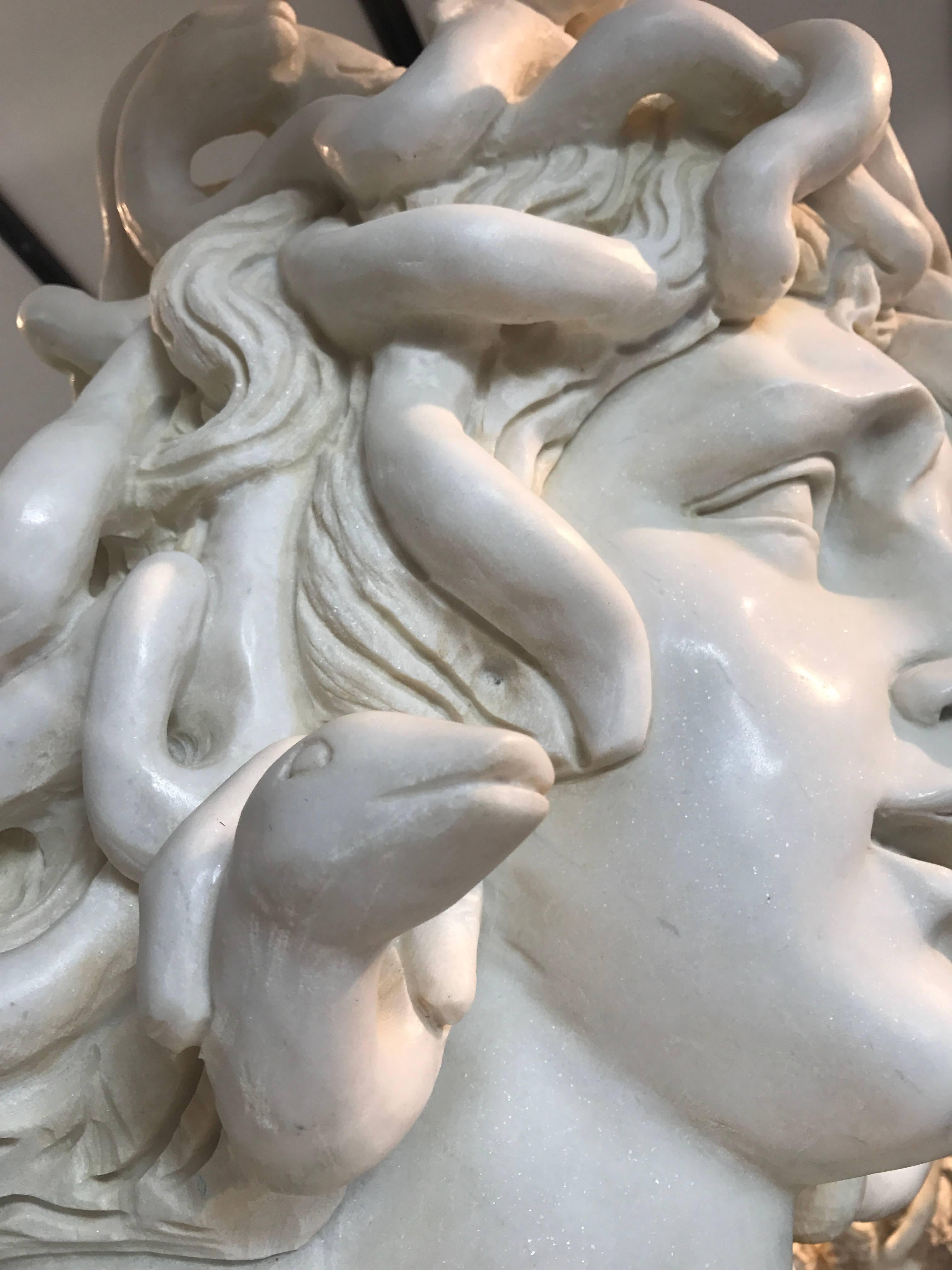 Italian 20th Century Sculpture in Marble Portrait of Medusa After the Antique