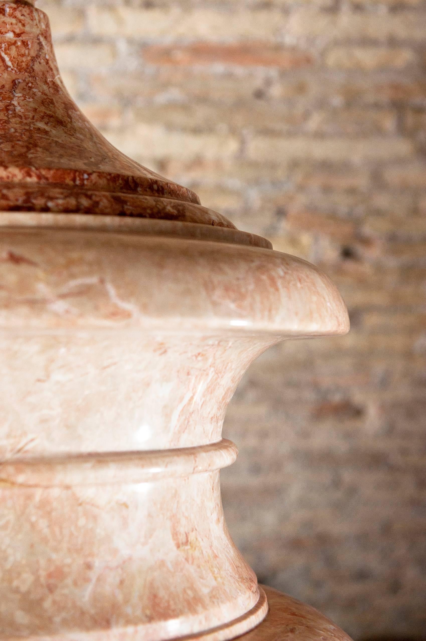 Italian Pair of Monumental Adam Style Marble Vase For Sale