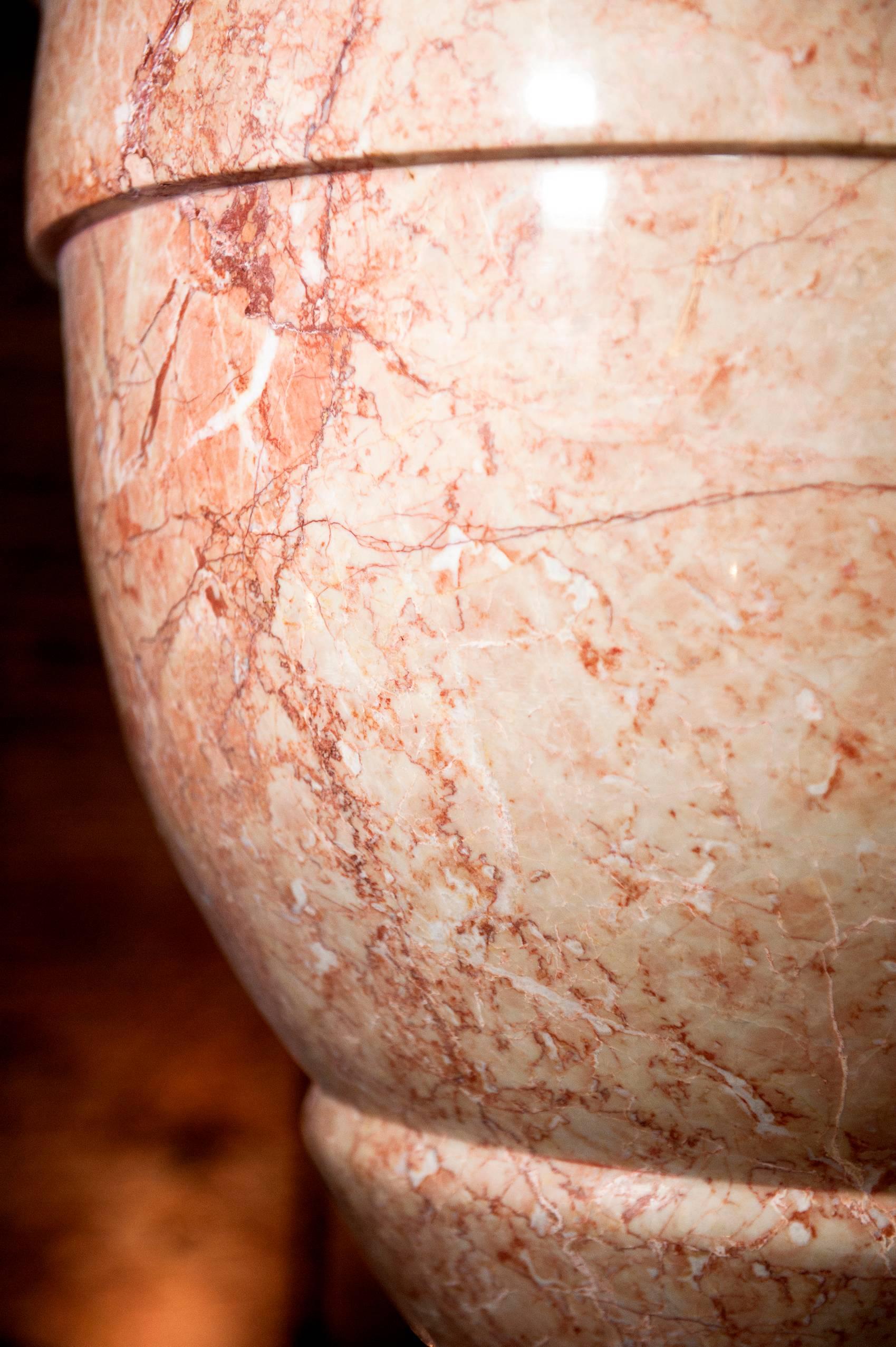 Carved Pair of Monumental Adam Style Marble Vase For Sale