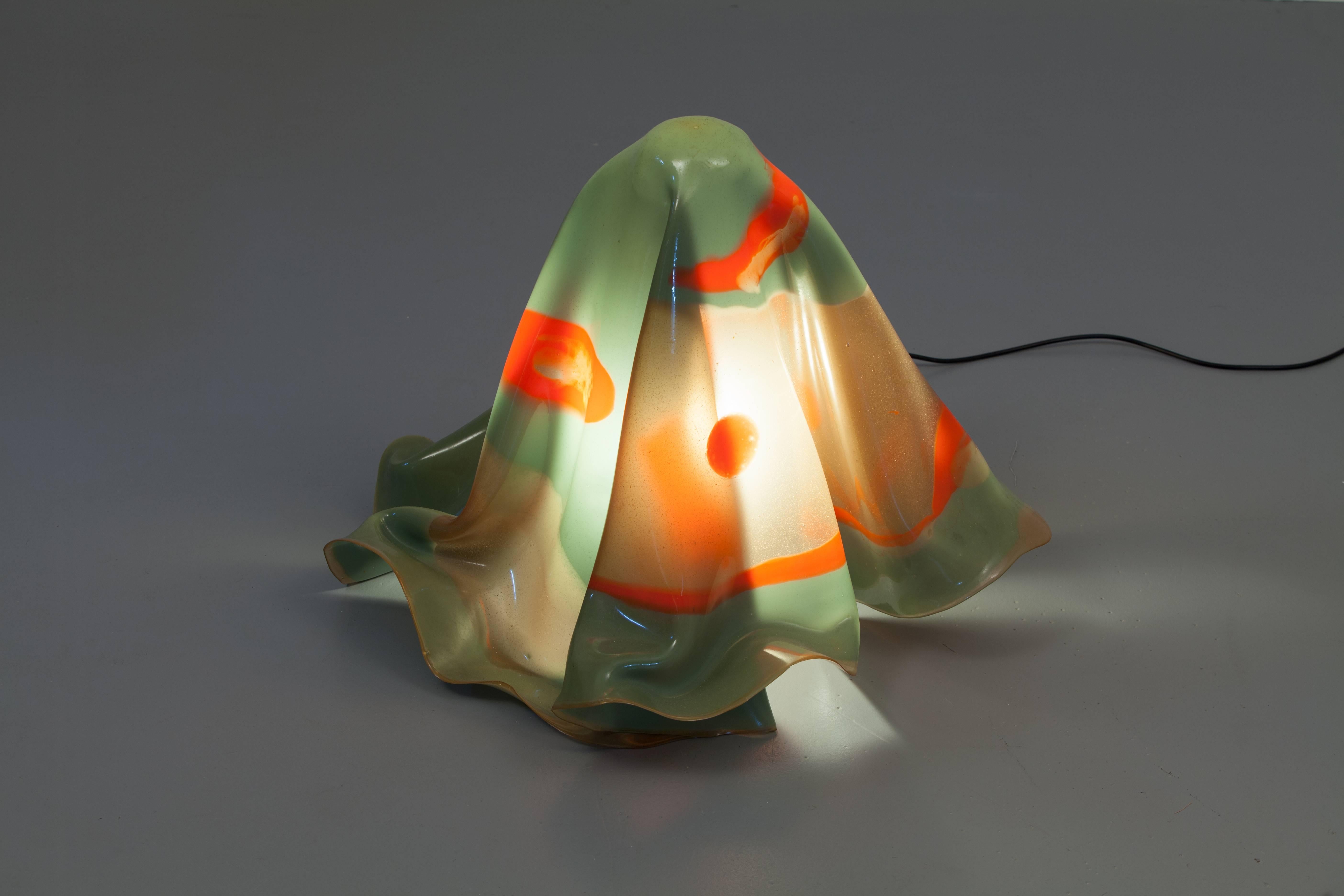 Epoxy Resin Gaetano Pesce, Rag Table and Floor Lamp, Fish Design Editions