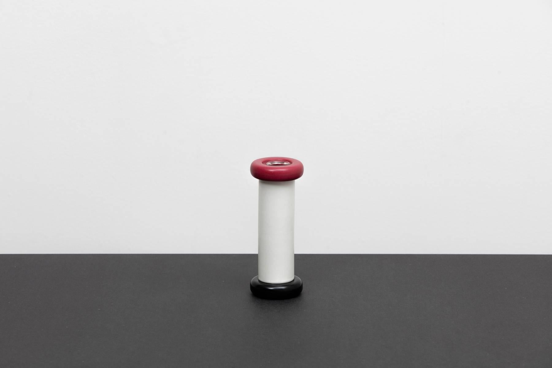 Designed in 1959 but produced much later by the famous and rare Tendentse in 1988. The Vaso a Rocchetto is one of the smallest if not the smallest vase from Ettore Sottsass. We first thought that this vase was from the 90 pieces edition. Through our