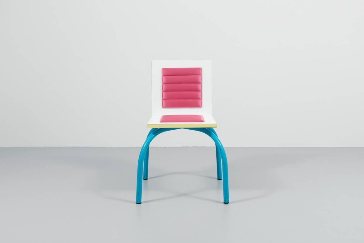 Enameled Michele De Lucchi, Riviera Chair, Memphis Editions