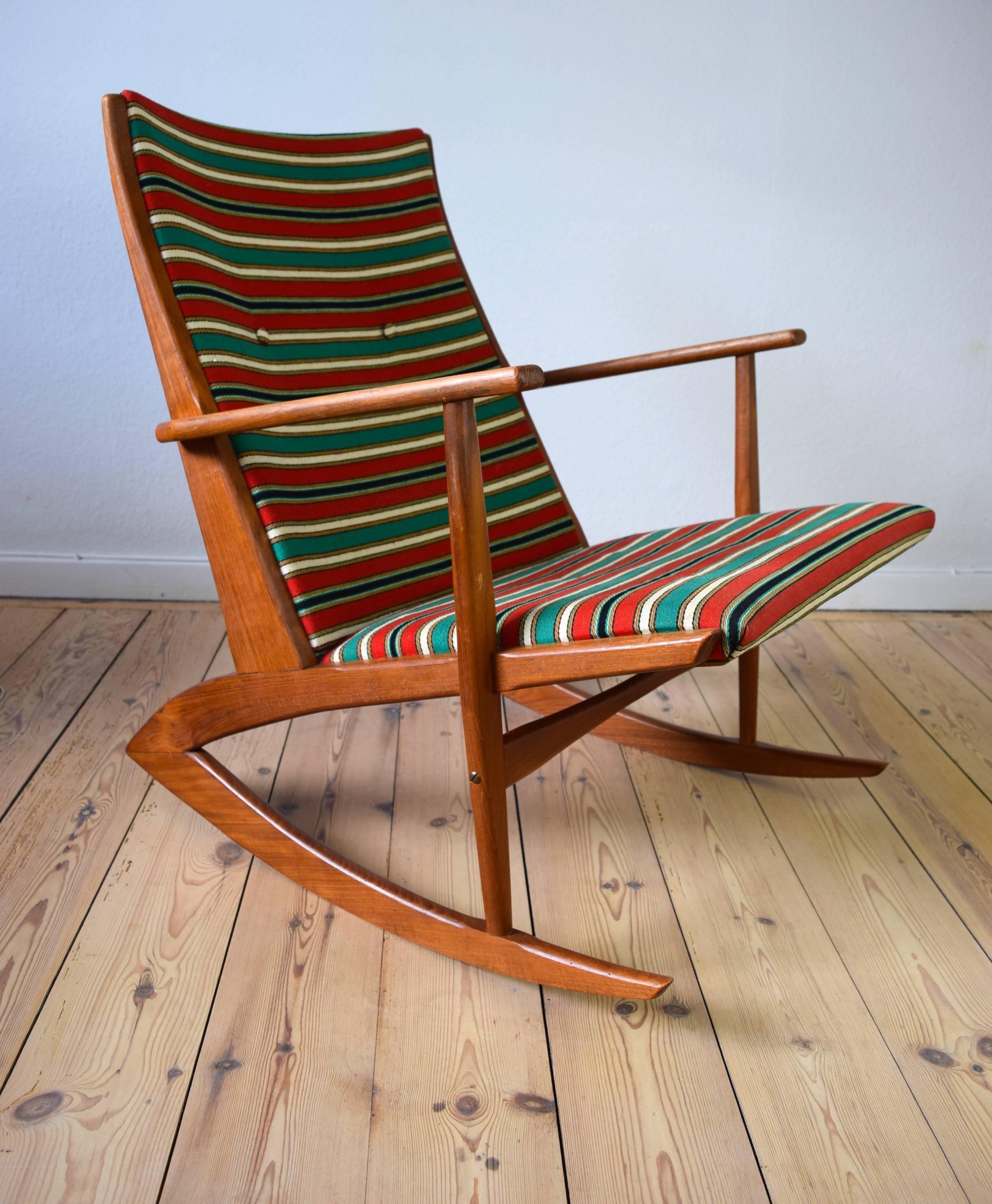 Danish Atomic 97 Rocking Chair by Holger Georg Jensen for Kubus, 1950s In Good Condition In Nyborg, DK