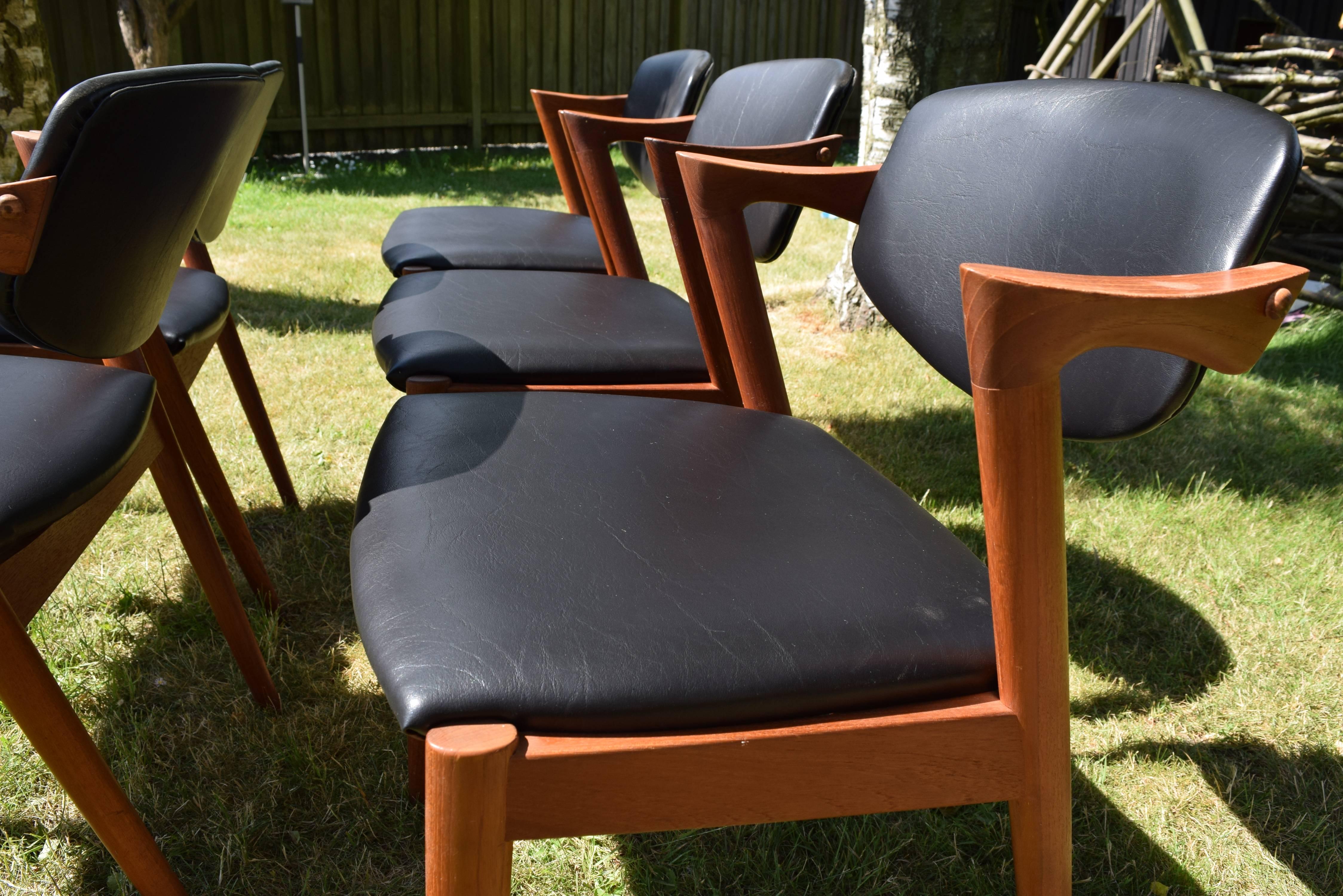 Mid-Century No. 42 Dining Chairs, Kai Kristiansen for Schou Andersen, Set of Six For Sale 1