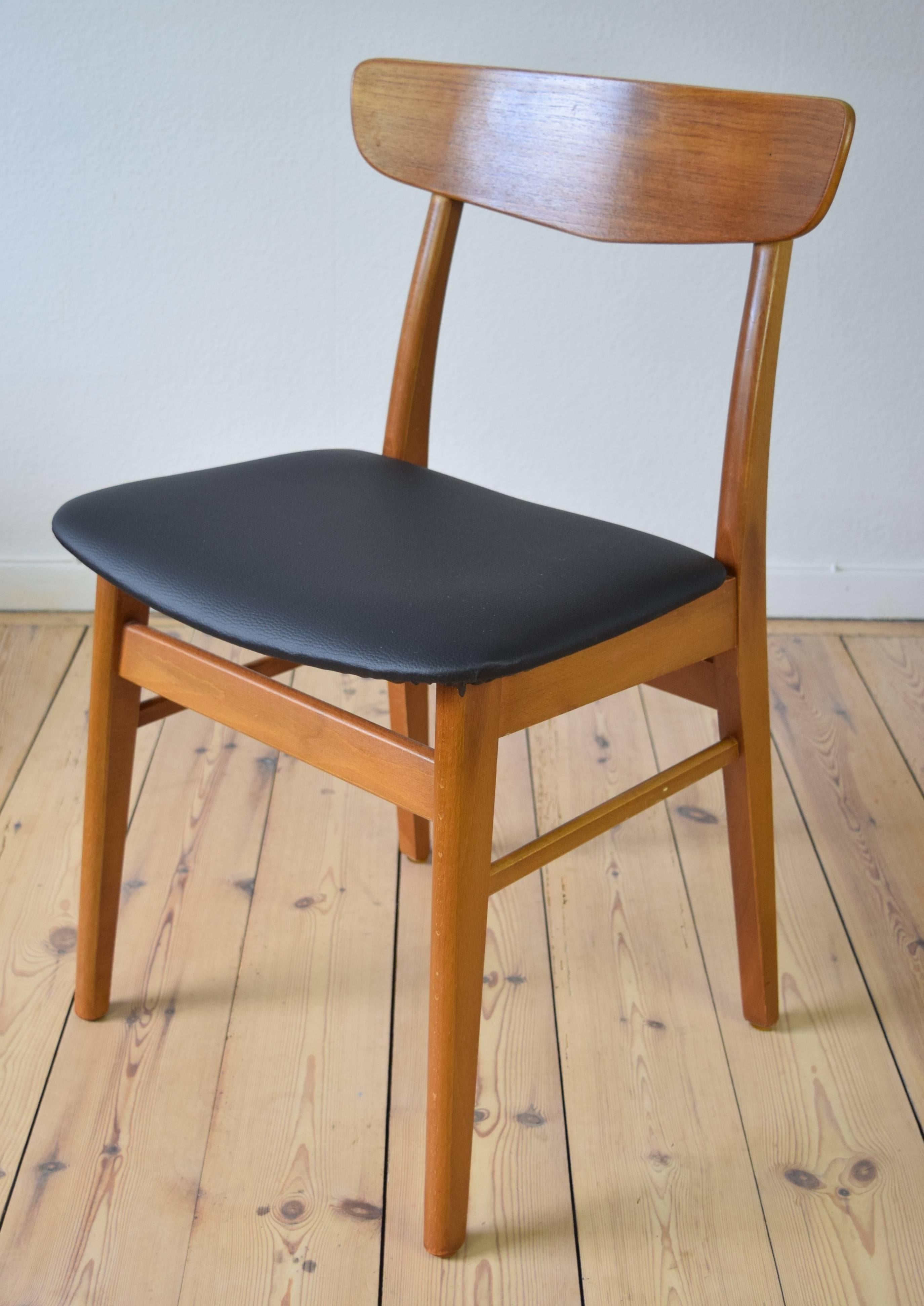 Mid-Century Modern Teak and Beech Farstrup Dining Chairs, Set of Six, 1960s For Sale
