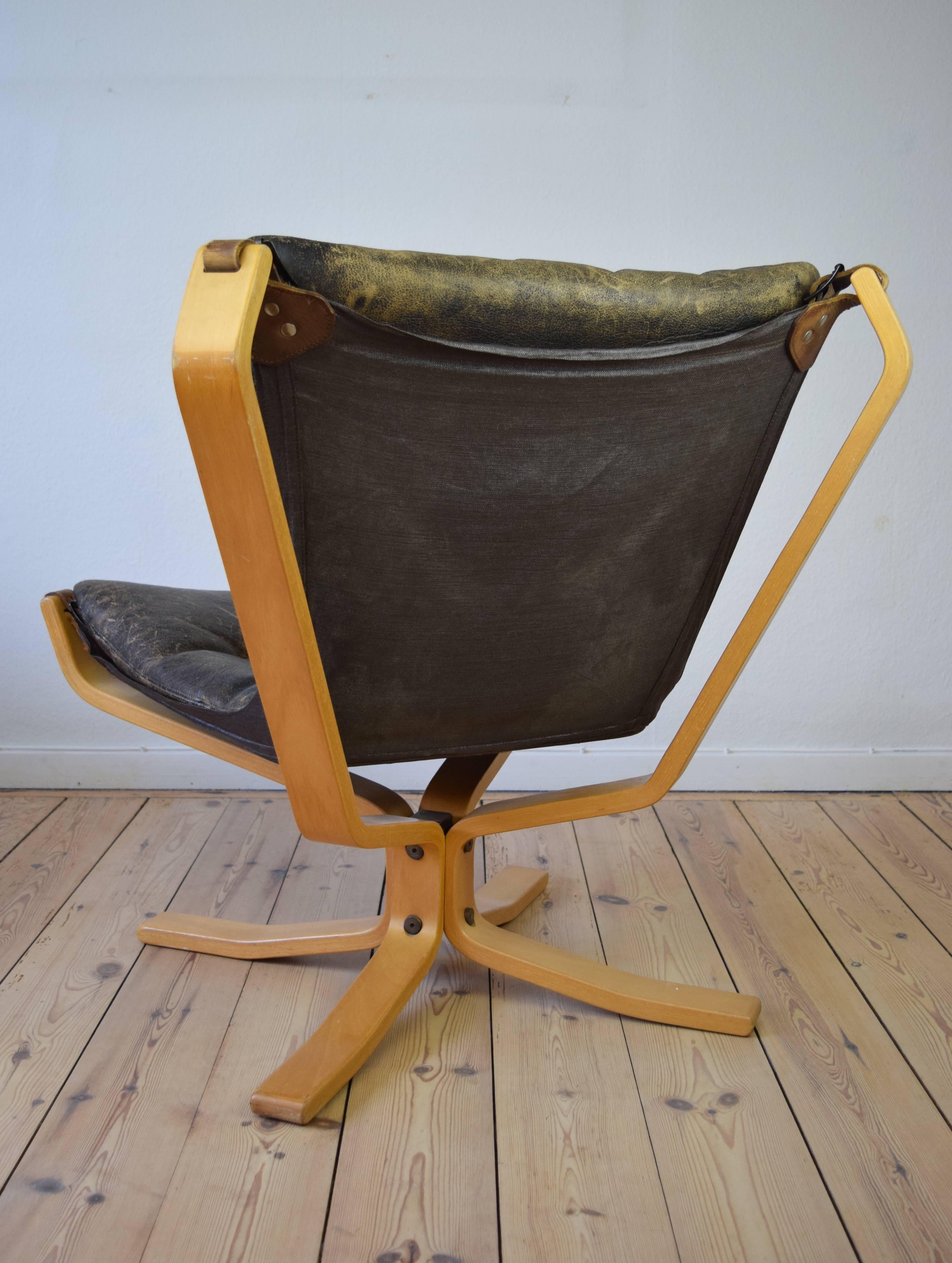 Falcon Chair with Buffalo Leather by Sigurd Ressell 3