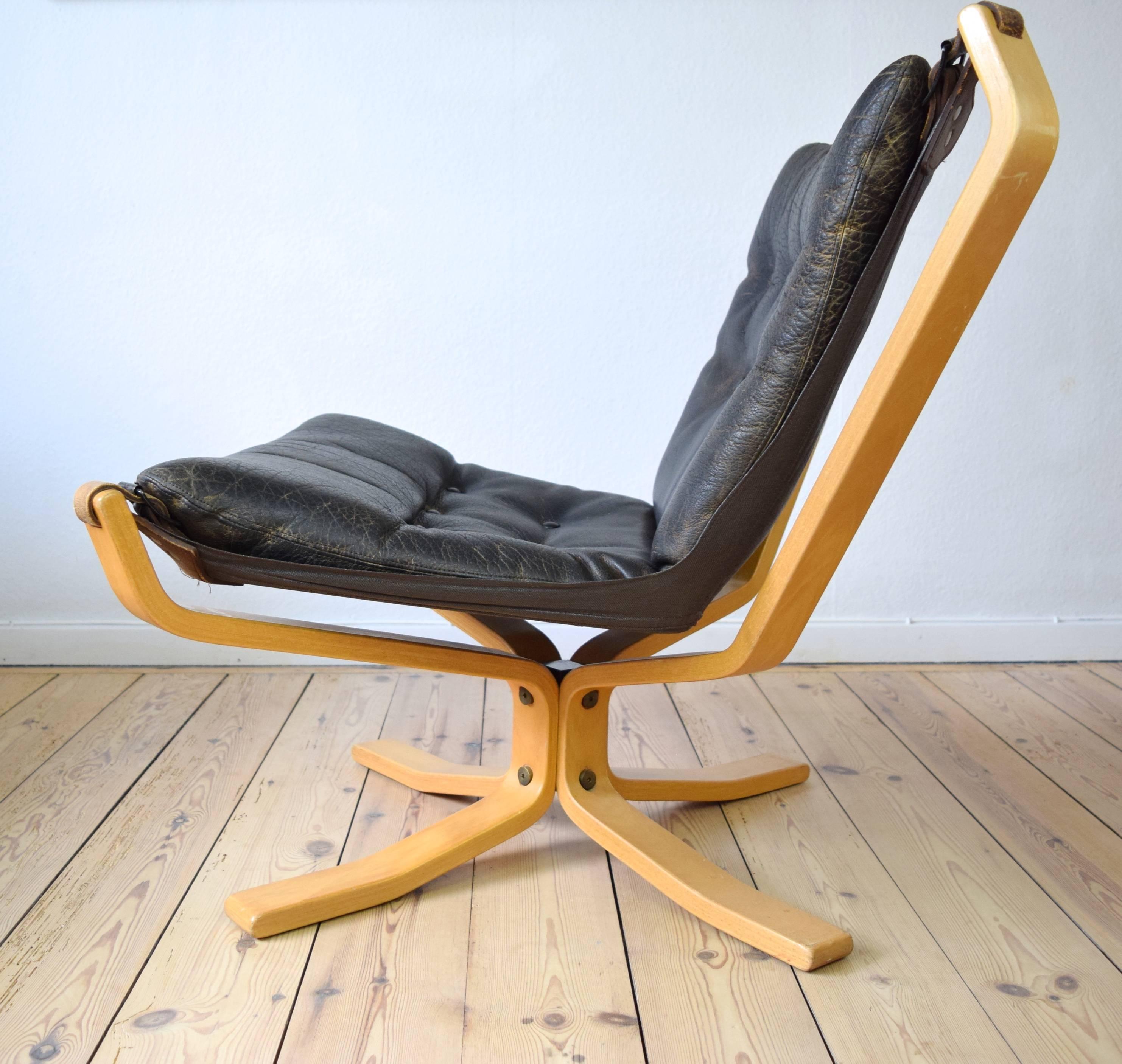 Danish Sigurd Ressell Mid-Century Falcon Chair with Buffalo Leather