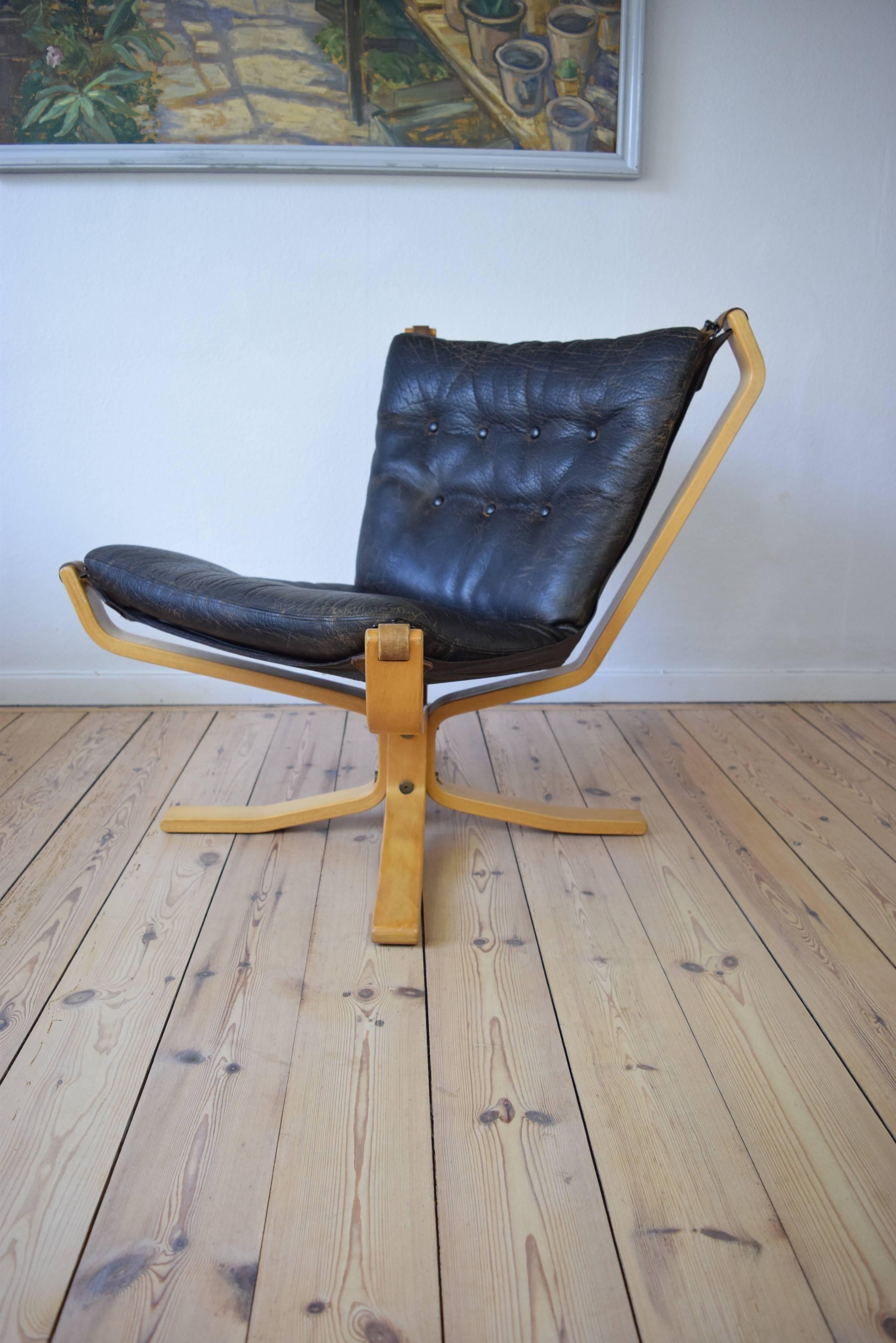 Sigurd Ressell Mid-Century Falcon Chair with Buffalo Leather 1