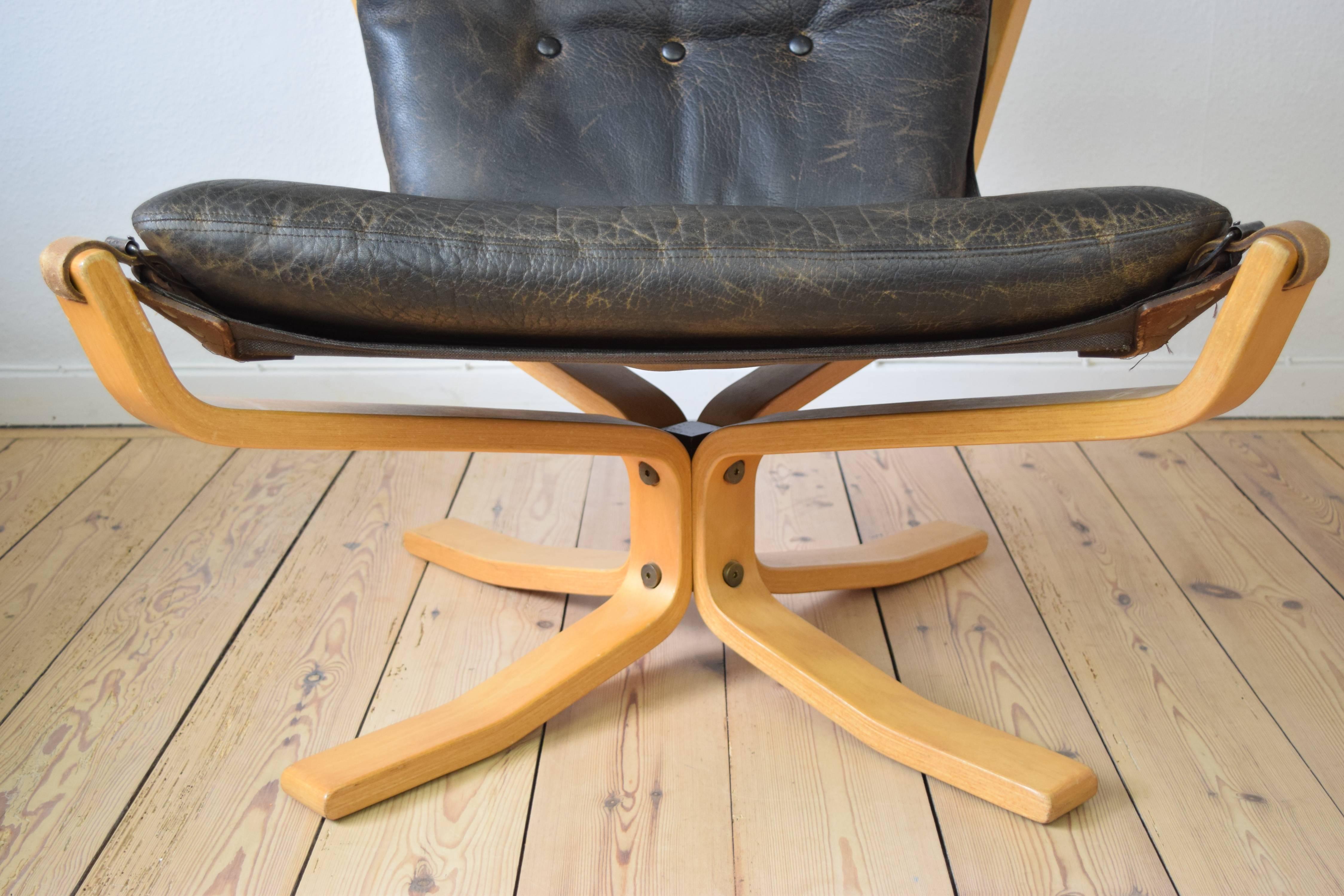 Sigurd Ressell Mid-Century Falcon Chair with Buffalo Leather 4