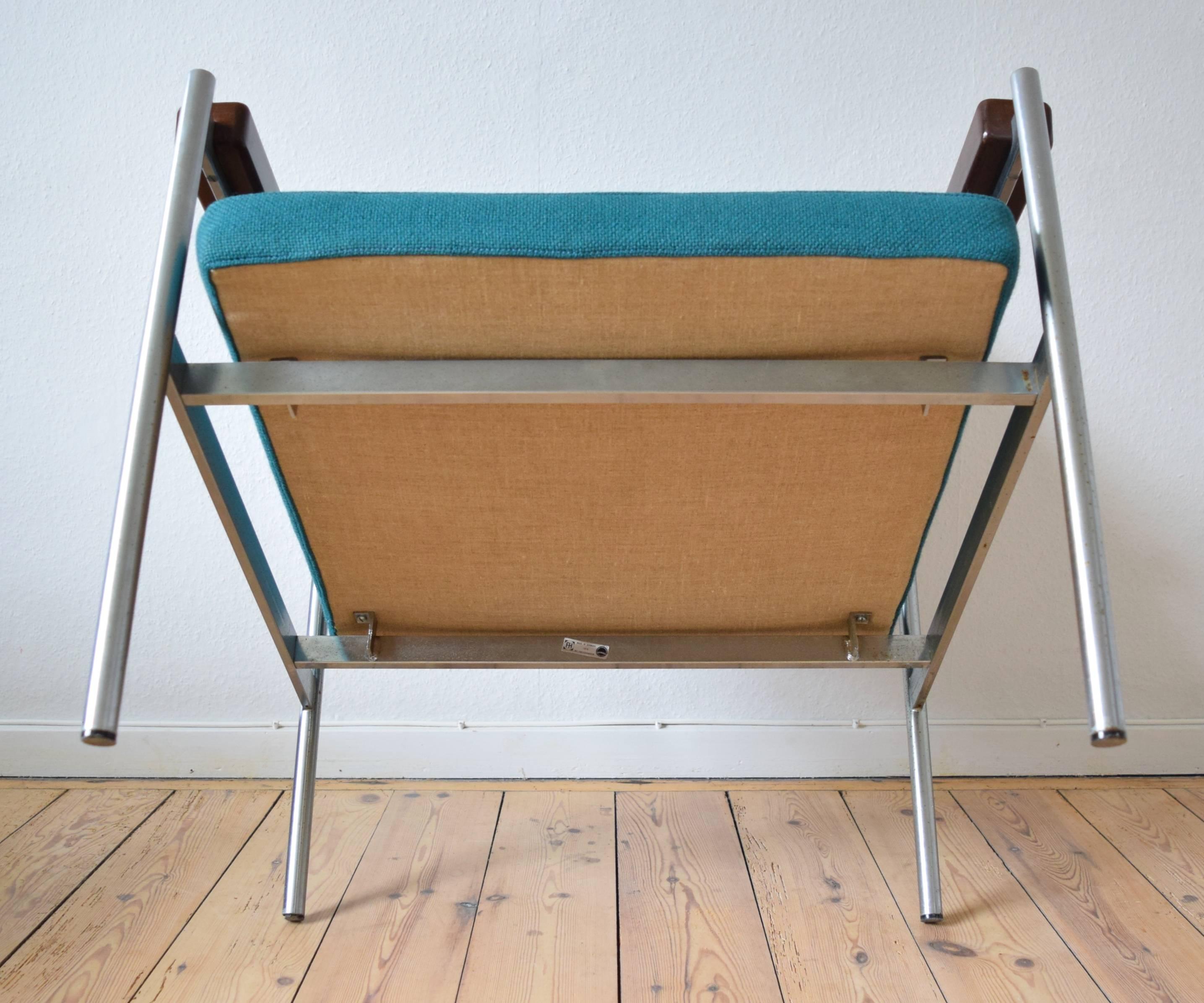 Danish Mid-Century Kay Bæch Hansen Chrome & Teak Lounge Chair For Fritz Hansen For Sale 3
