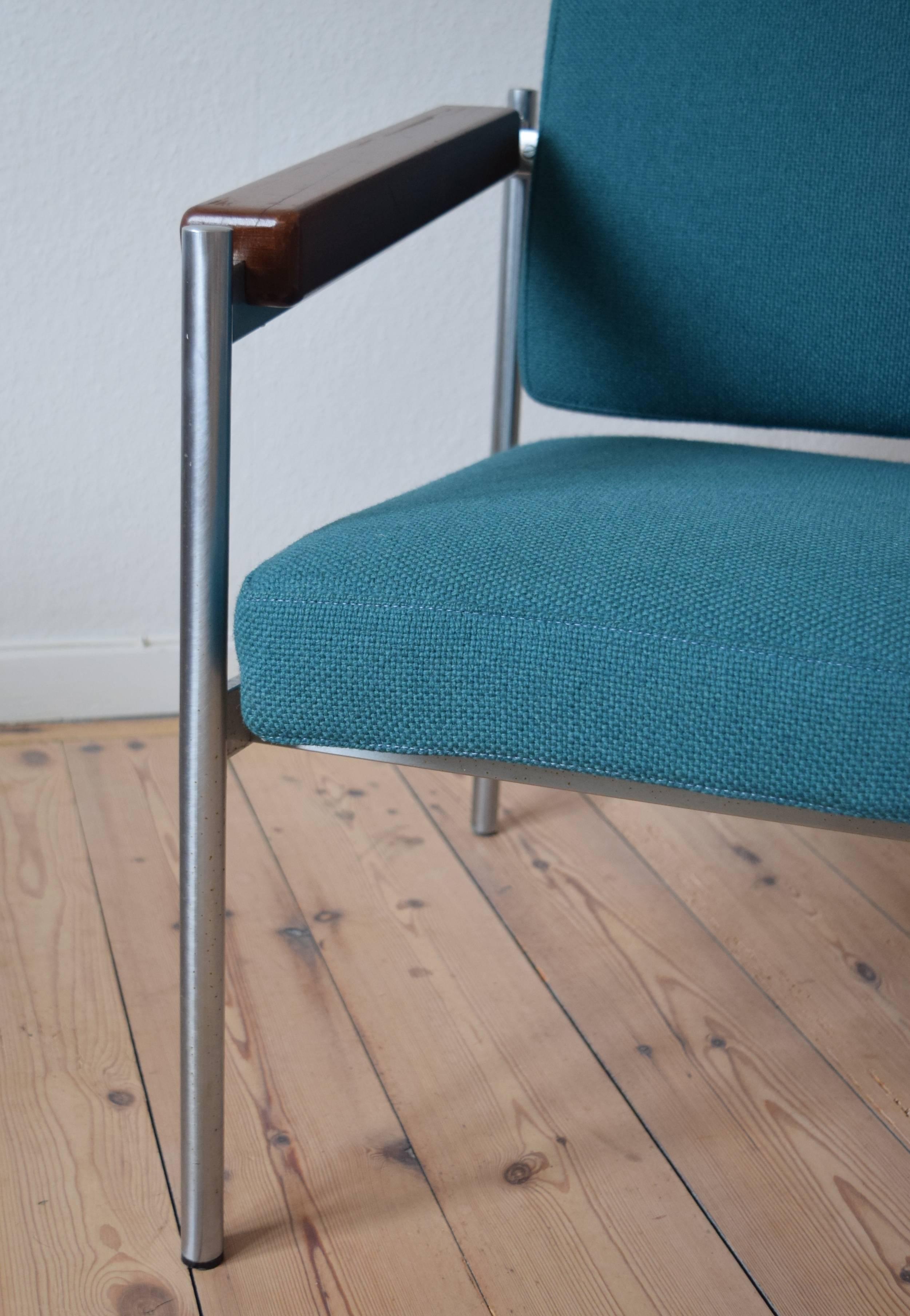 Mid-Century Modern Danish Mid-Century Kay Bæch Hansen Chrome & Teak Lounge Chair For Fritz Hansen For Sale