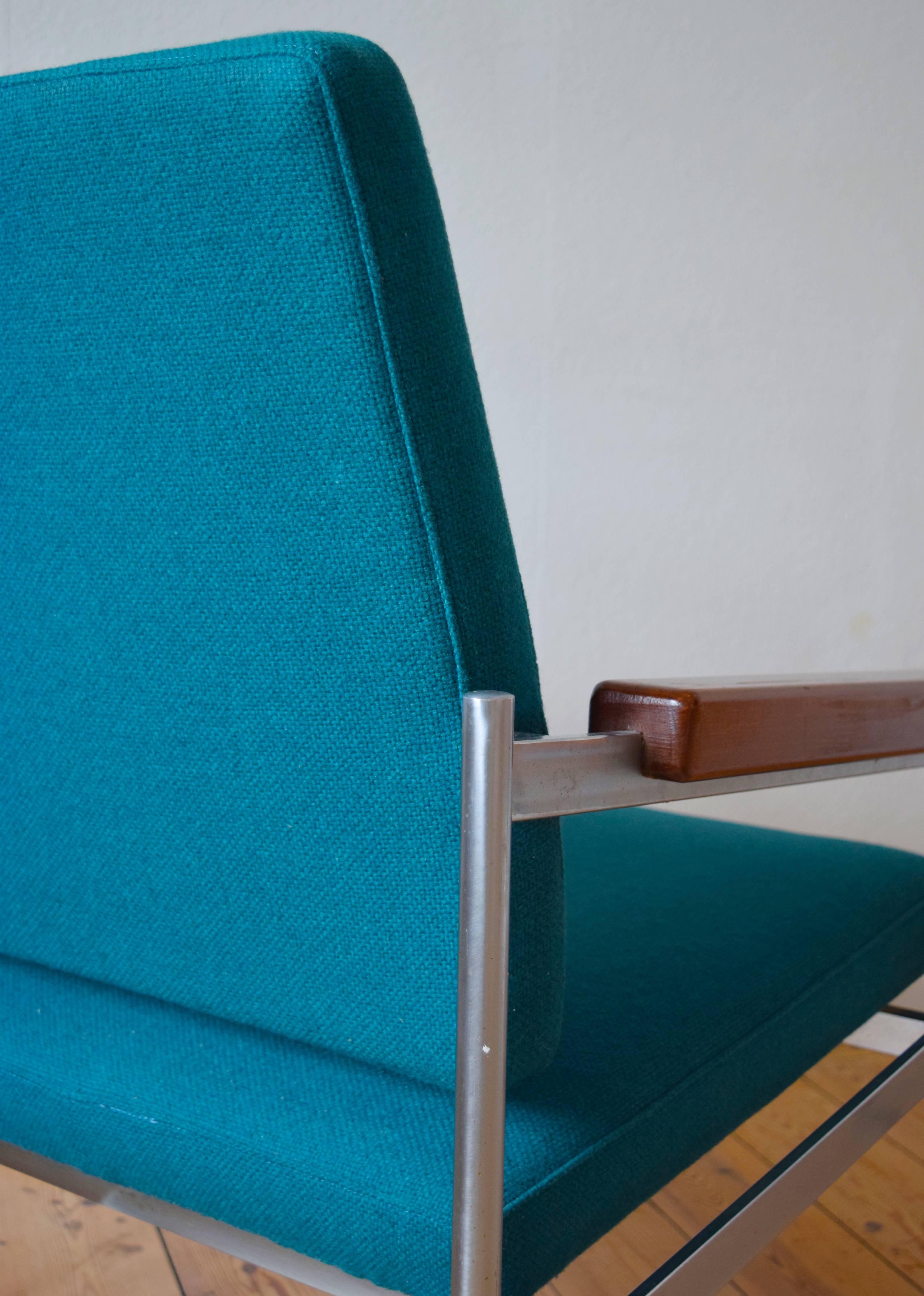 Danish Mid-Century Kay Bæch Hansen Chrome & Teak Lounge Chair For Fritz Hansen For Sale 1