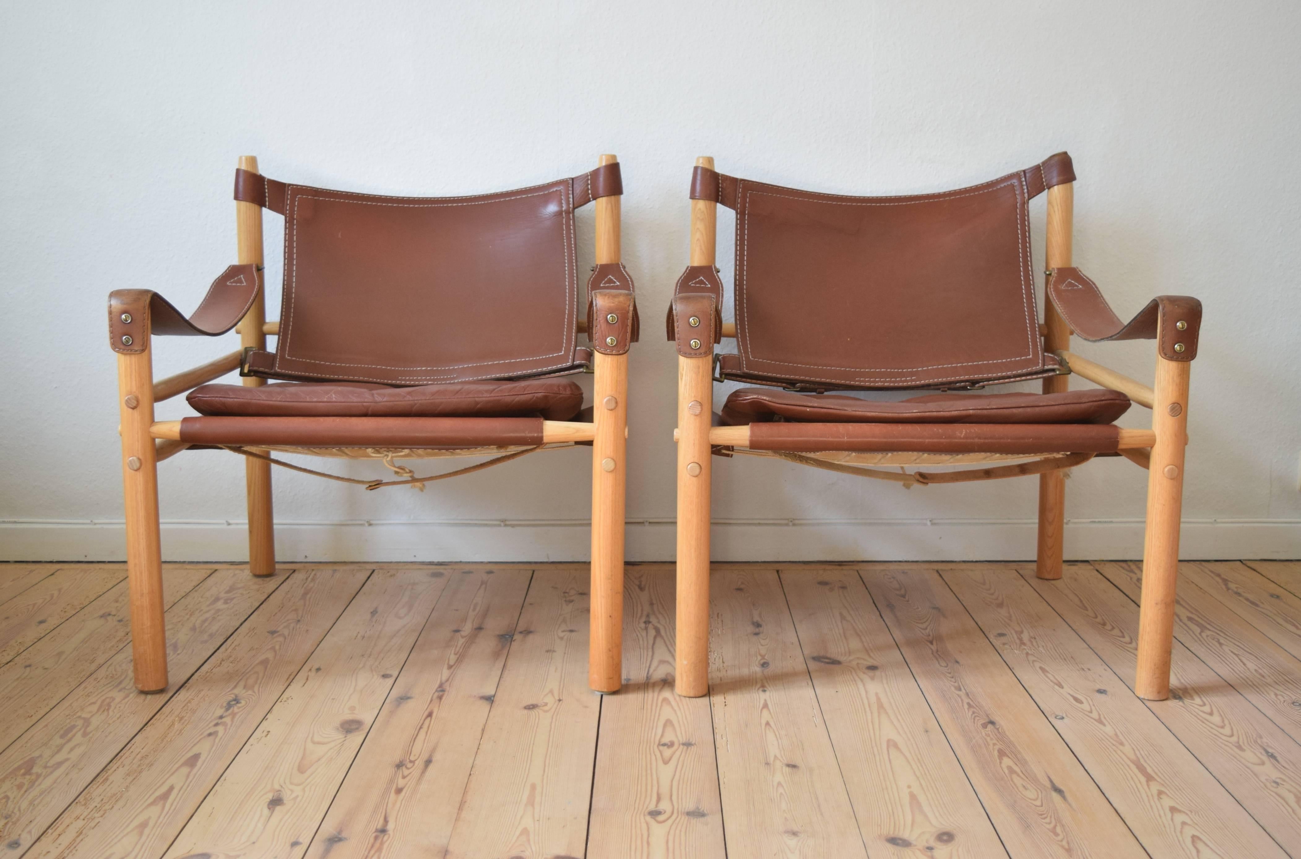 Mid-Century Modern Pair of Mid-Century Swedish Arne Norell Sirocco Safari Chairs, 1970s