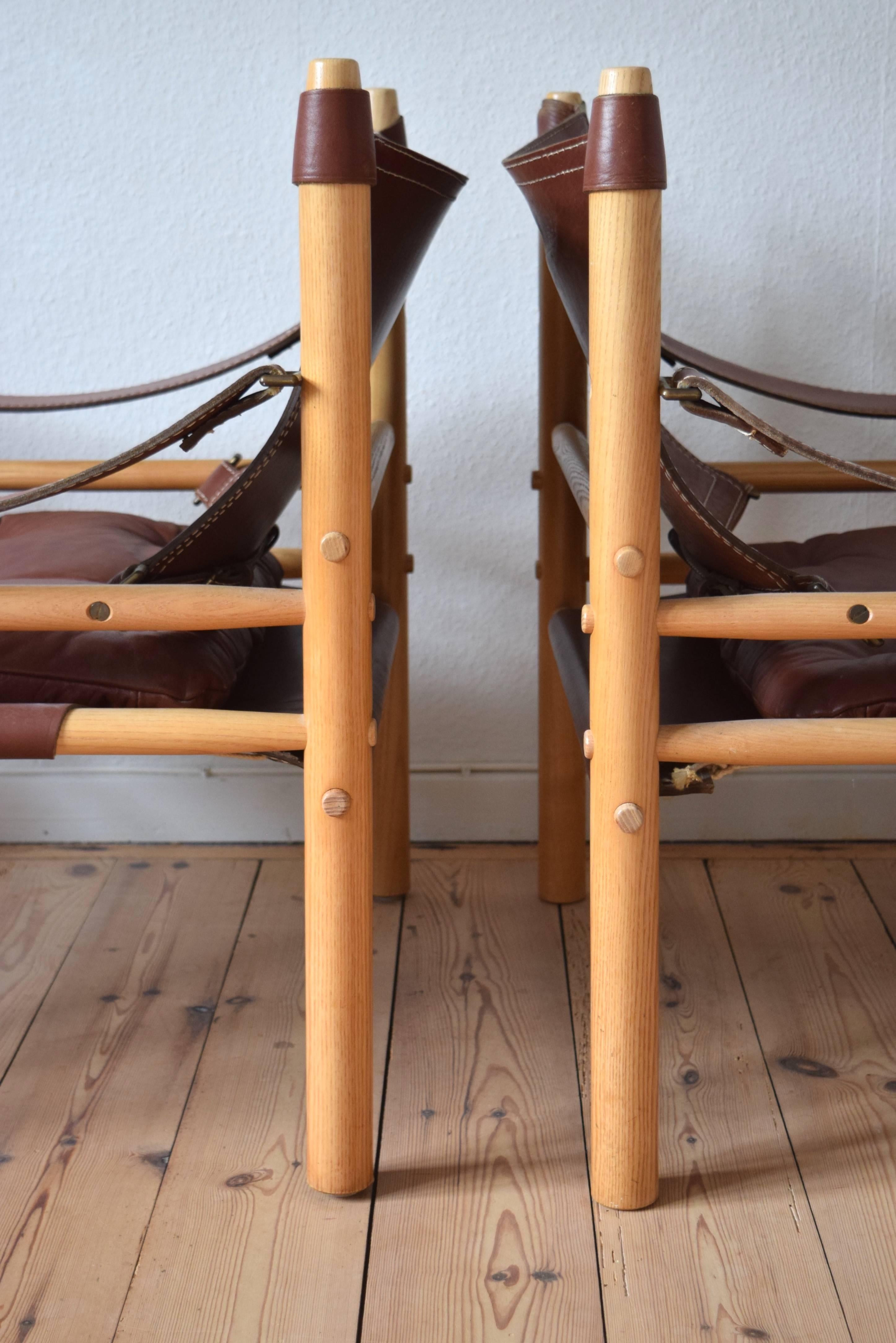 Pair of Mid-Century Swedish Arne Norell Sirocco Safari Chairs, 1970s In Good Condition In Nyborg, DK