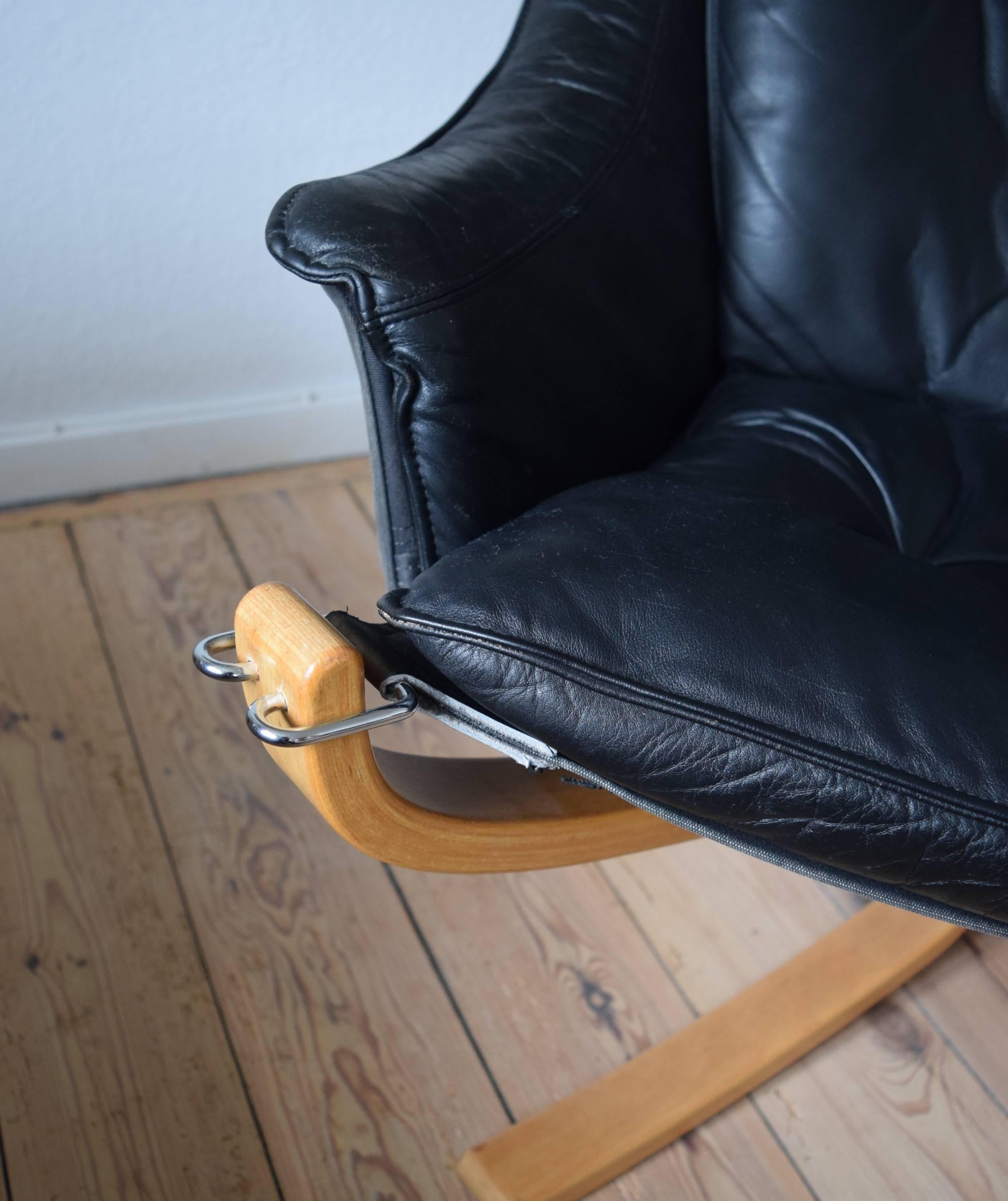 Late 20th Century Black Winged Falcon Chair by Sigurd Ressell for Vatne Møbler, 1970s