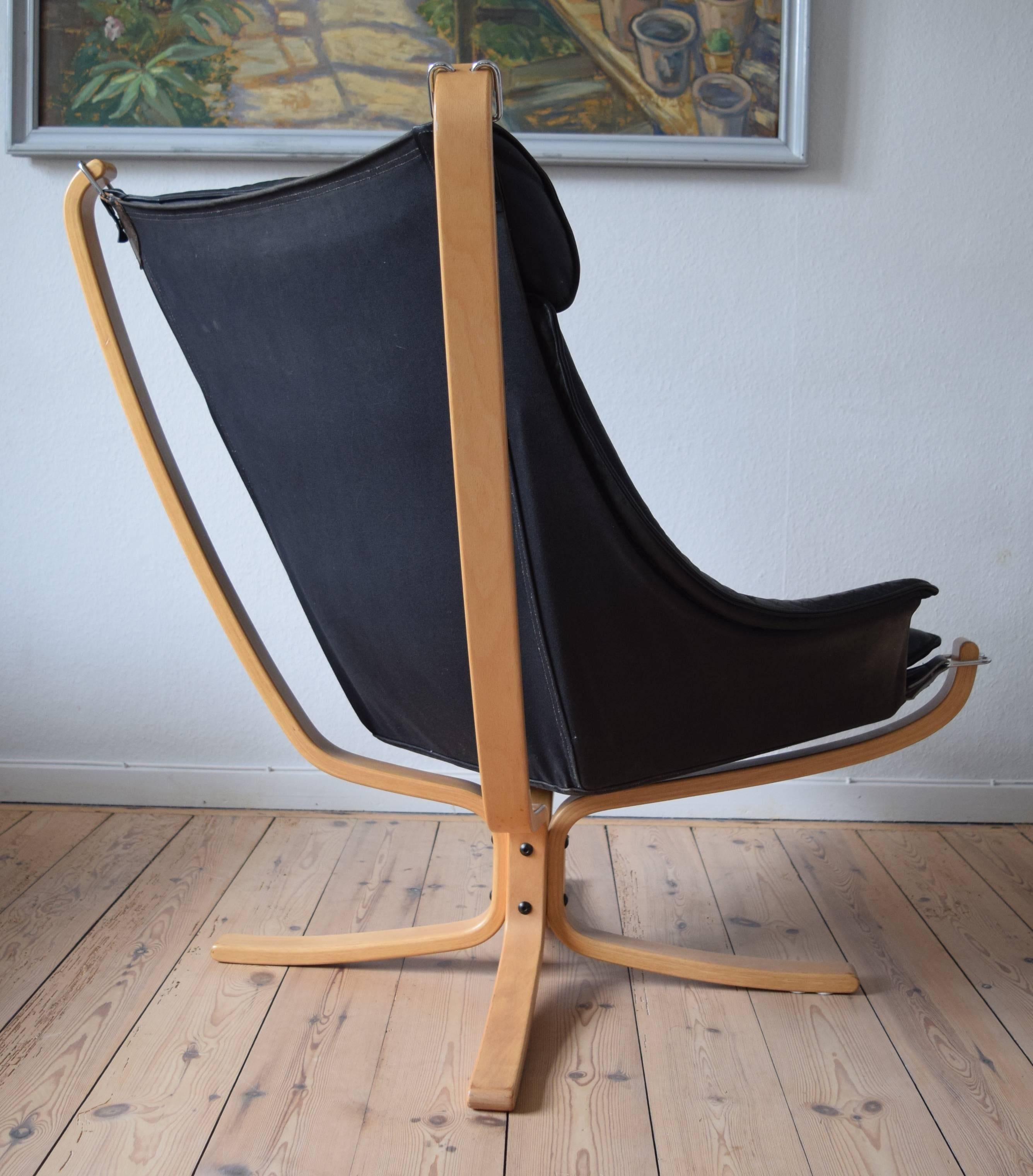 Black Winged Falcon Chair by Sigurd Ressell for Vatne Møbler, 1970s In Good Condition In Nyborg, DK