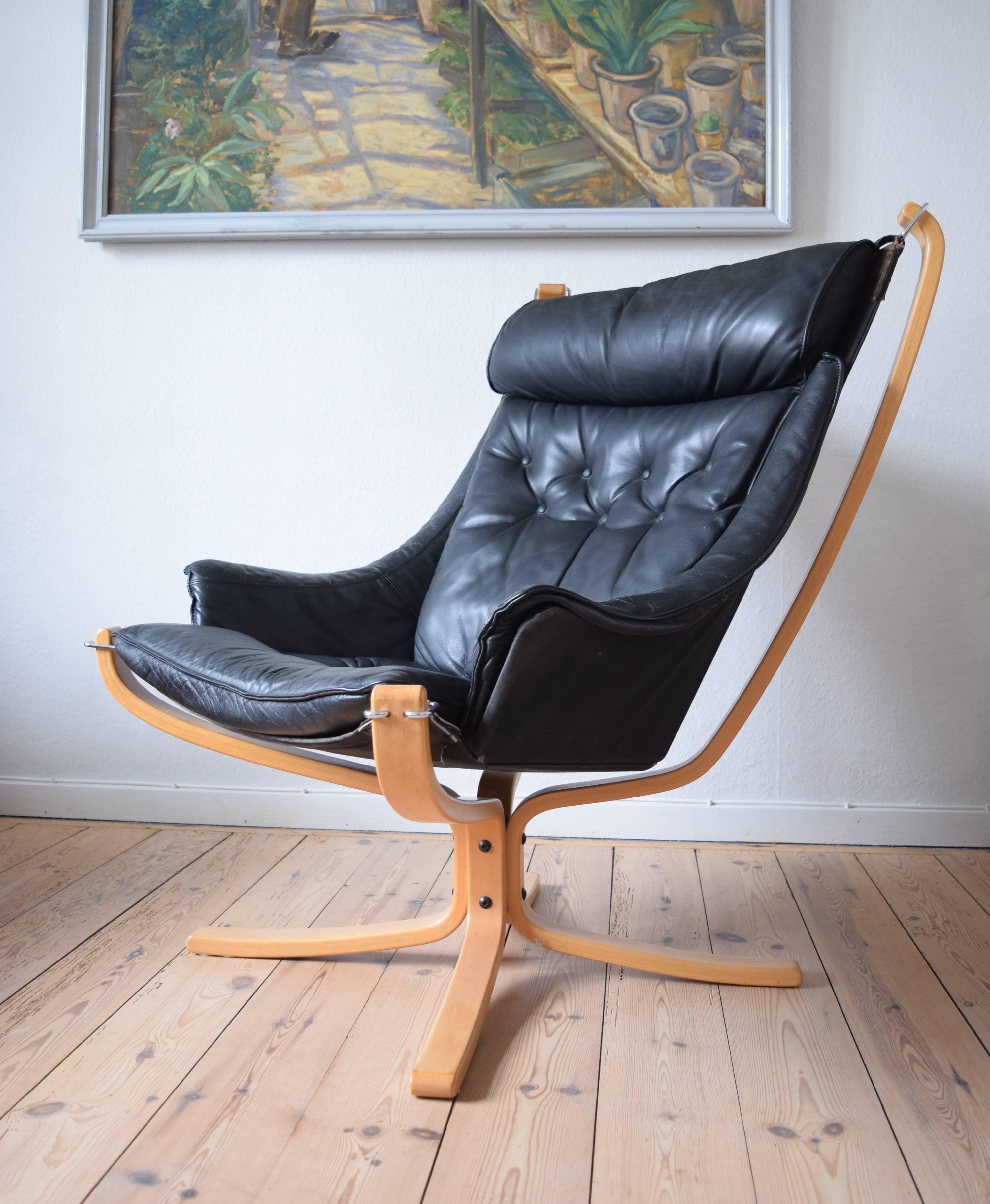 Mid-Century Modern Black Winged Falcon Chair by Sigurd Ressell for Vatne Møbler, 1970s