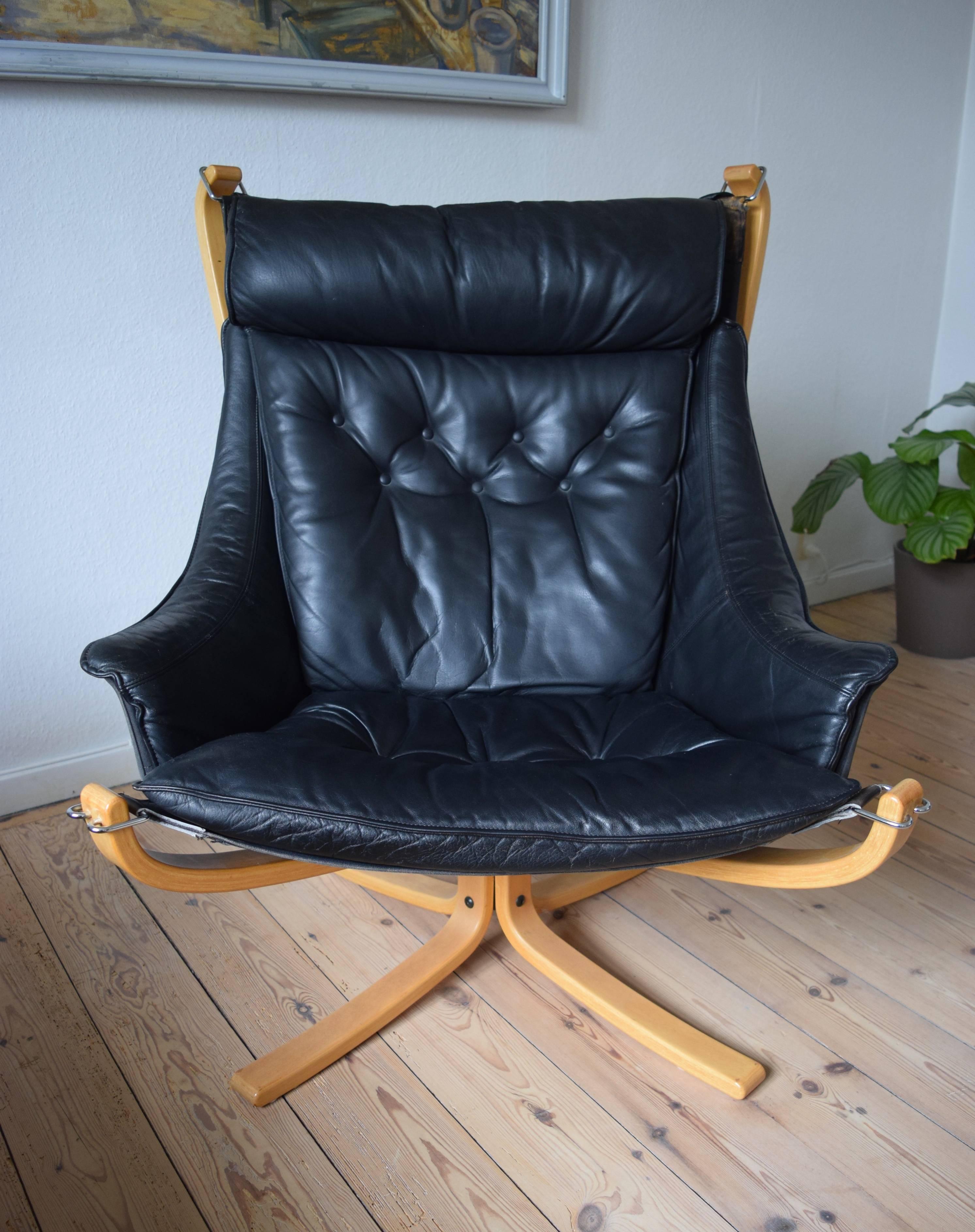 Norwegian Black Winged Falcon Chair by Sigurd Ressell for Vatne Møbler, 1970s