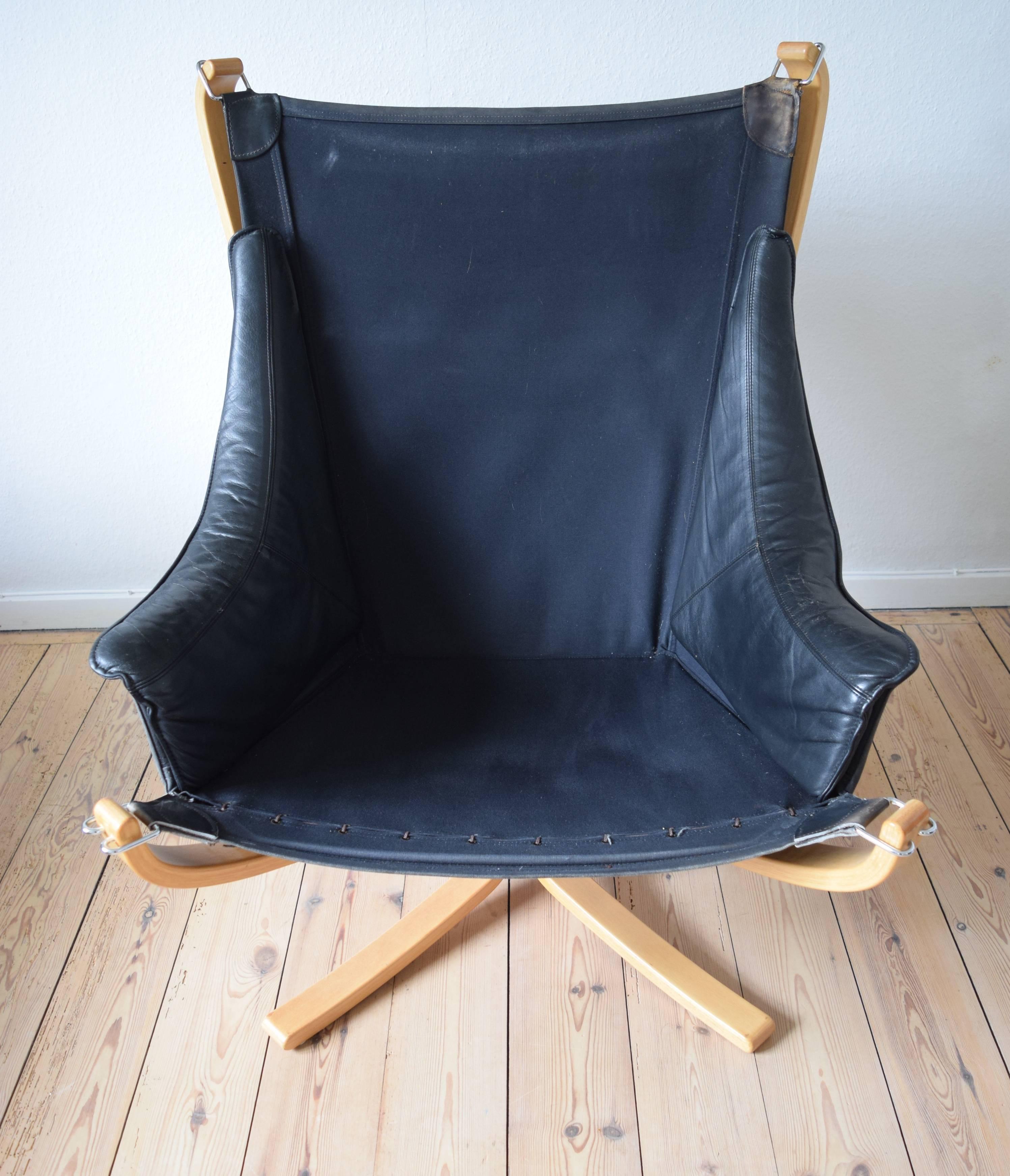 Black Winged Falcon Chair by Sigurd Ressell for Vatne Møbler, 1970s 1