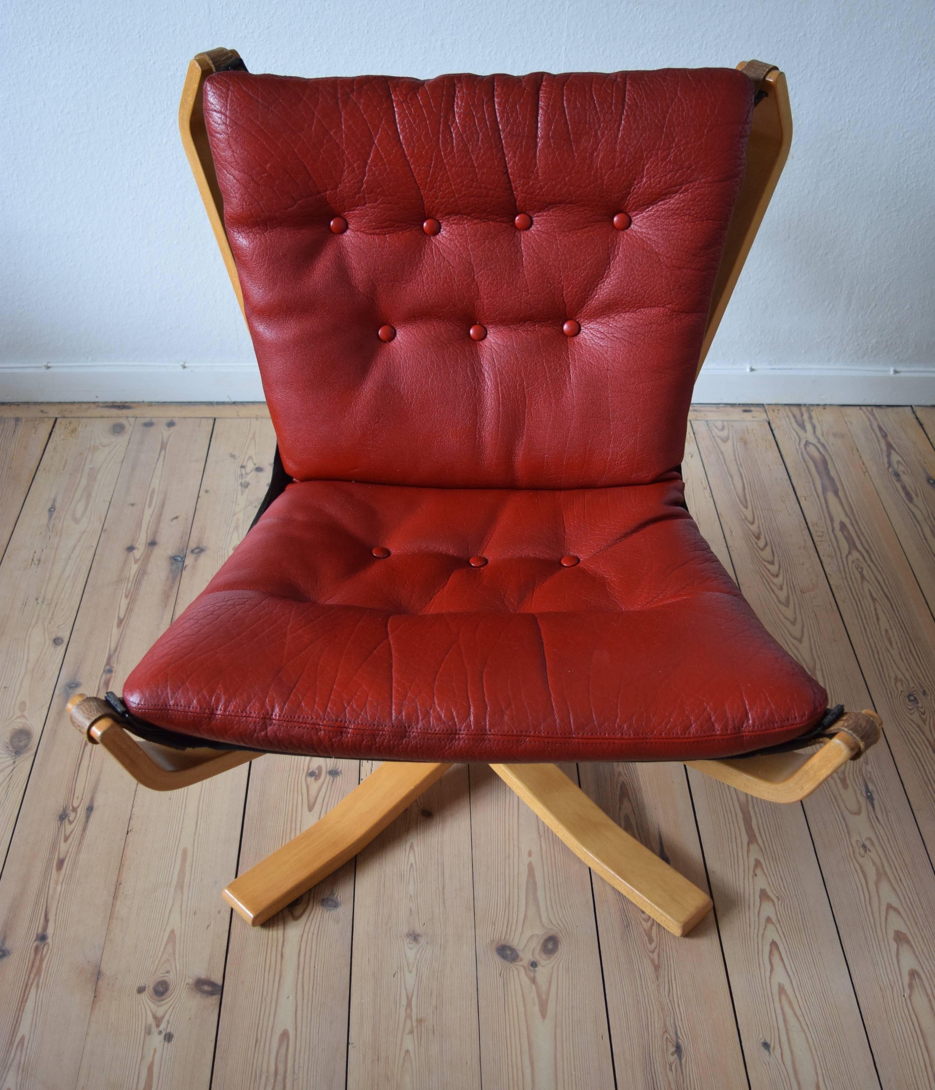 Mid-Century Falcon Chair with Buffalo Leather by Sigurd Ressell In Good Condition In Nyborg, DK