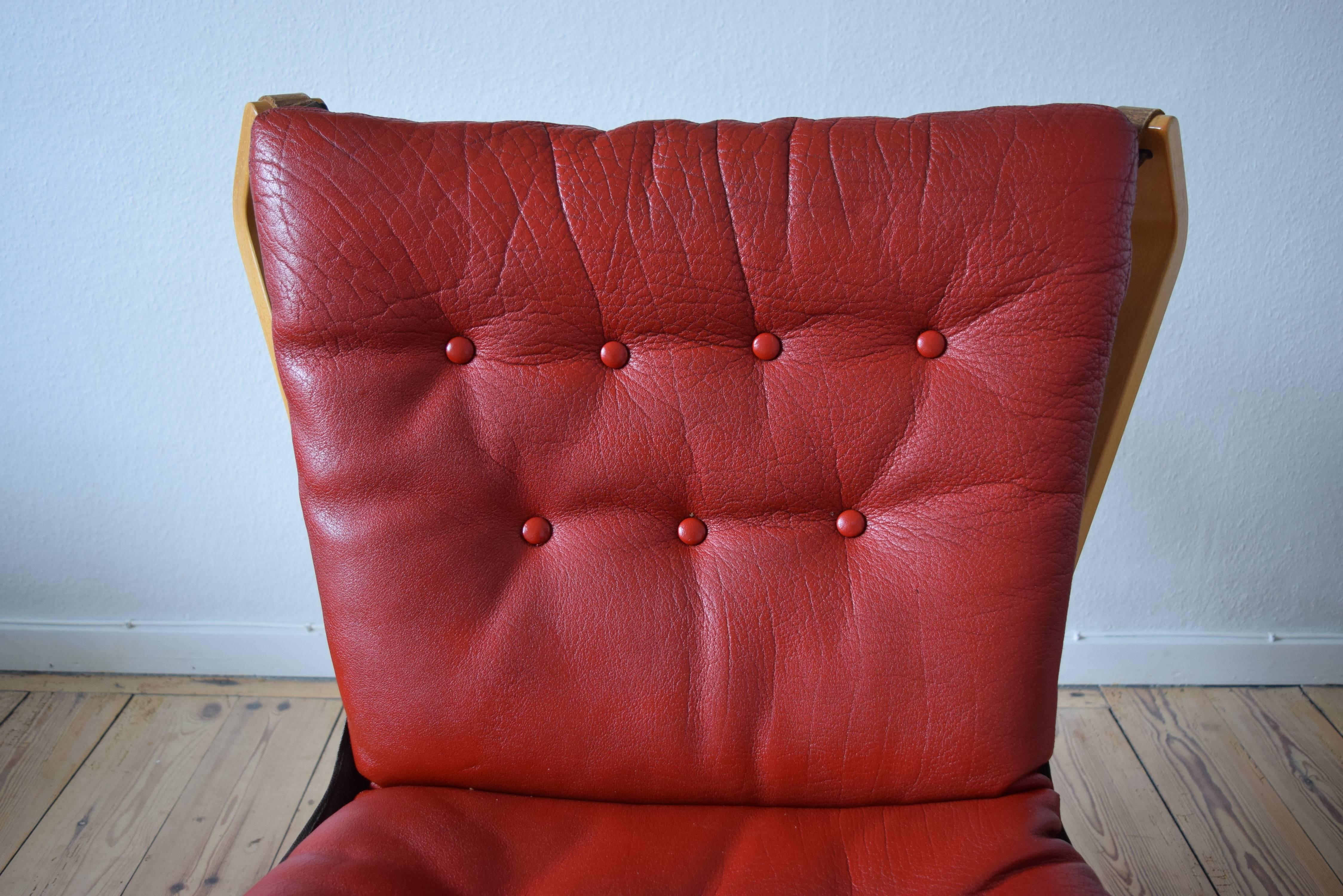 Mid-Century Falcon Chair with Buffalo Leather by Sigurd Ressell 1