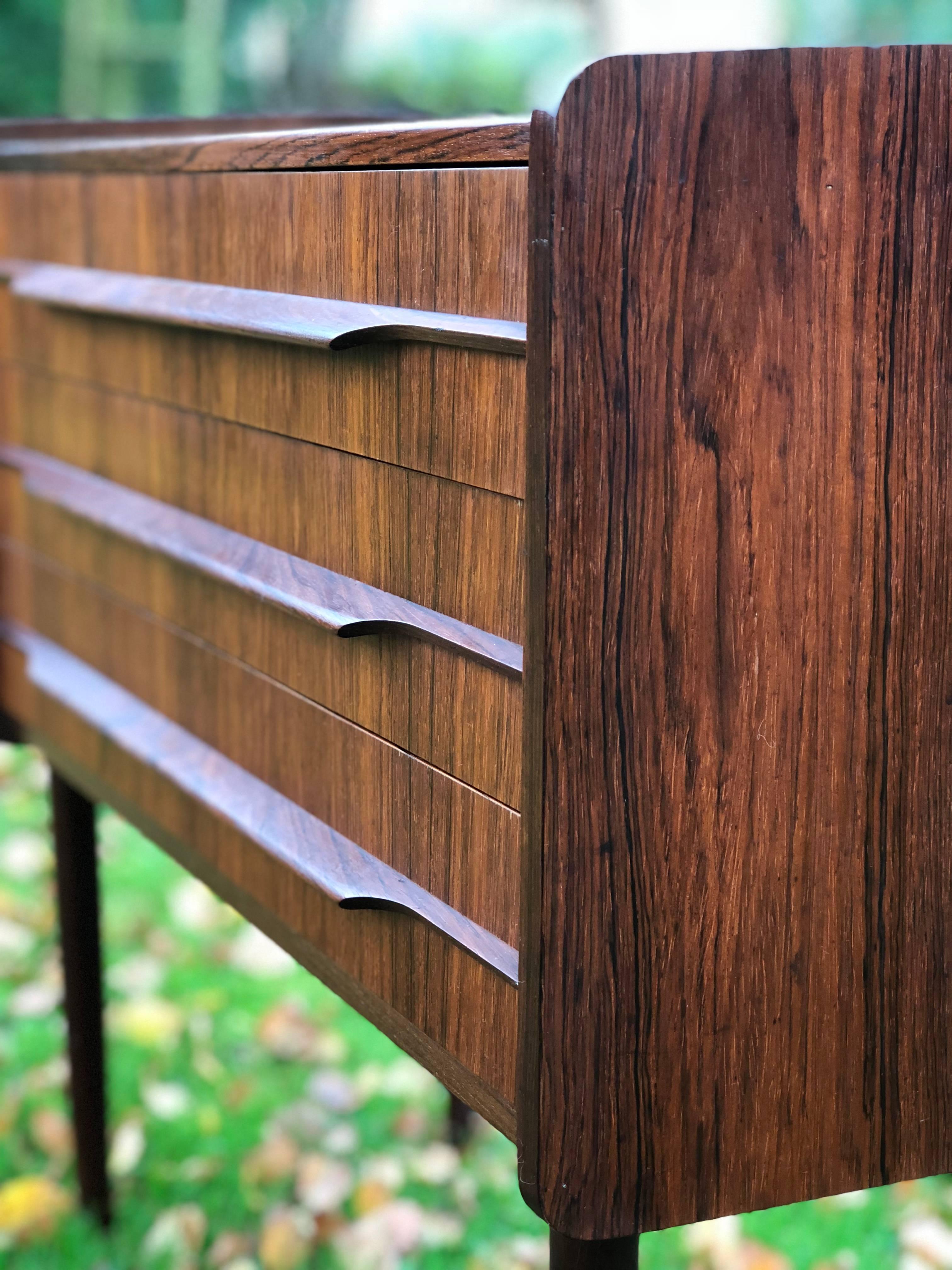 Danish Midcentury Three-Drawer Rosewood Chest of Drawers, 1960s For Sale 4