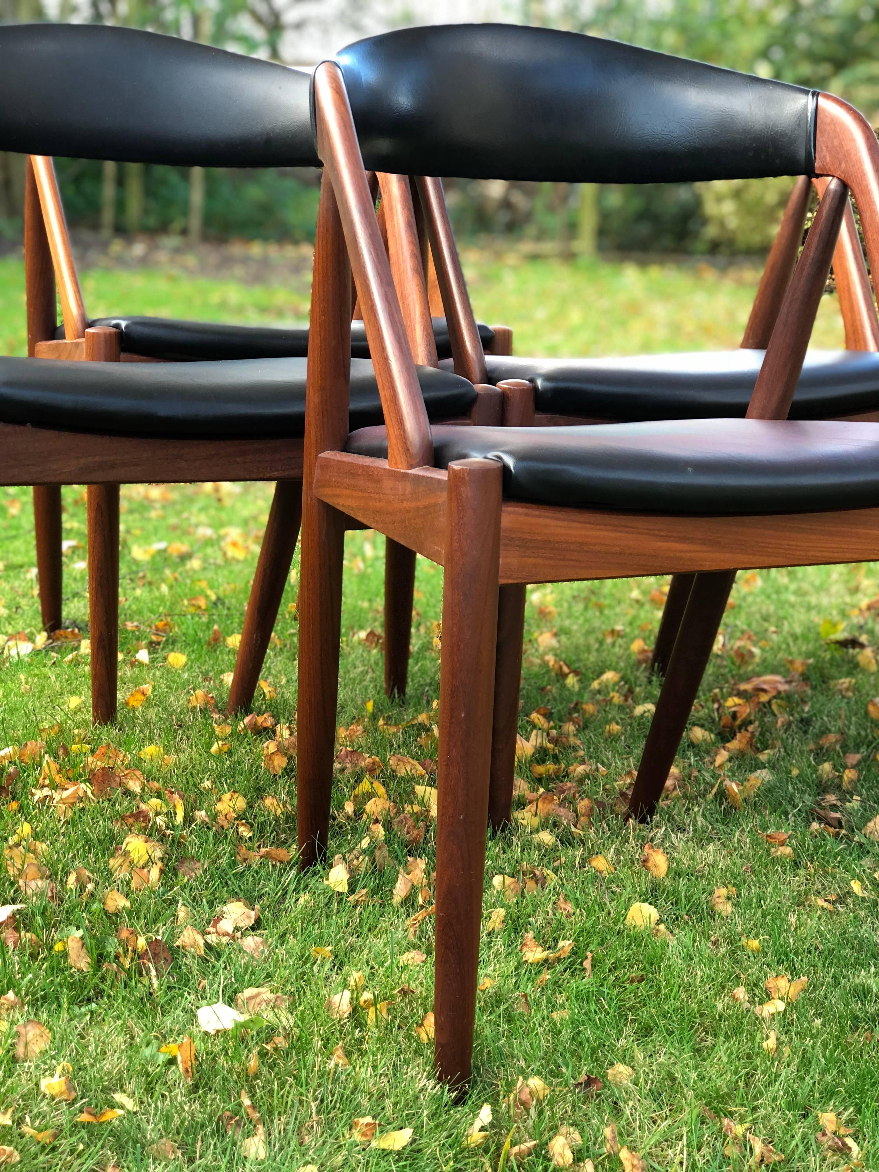 Kai Kristiansen Midcentury Teak Dining Chairs In Good Condition In Nyborg, DK