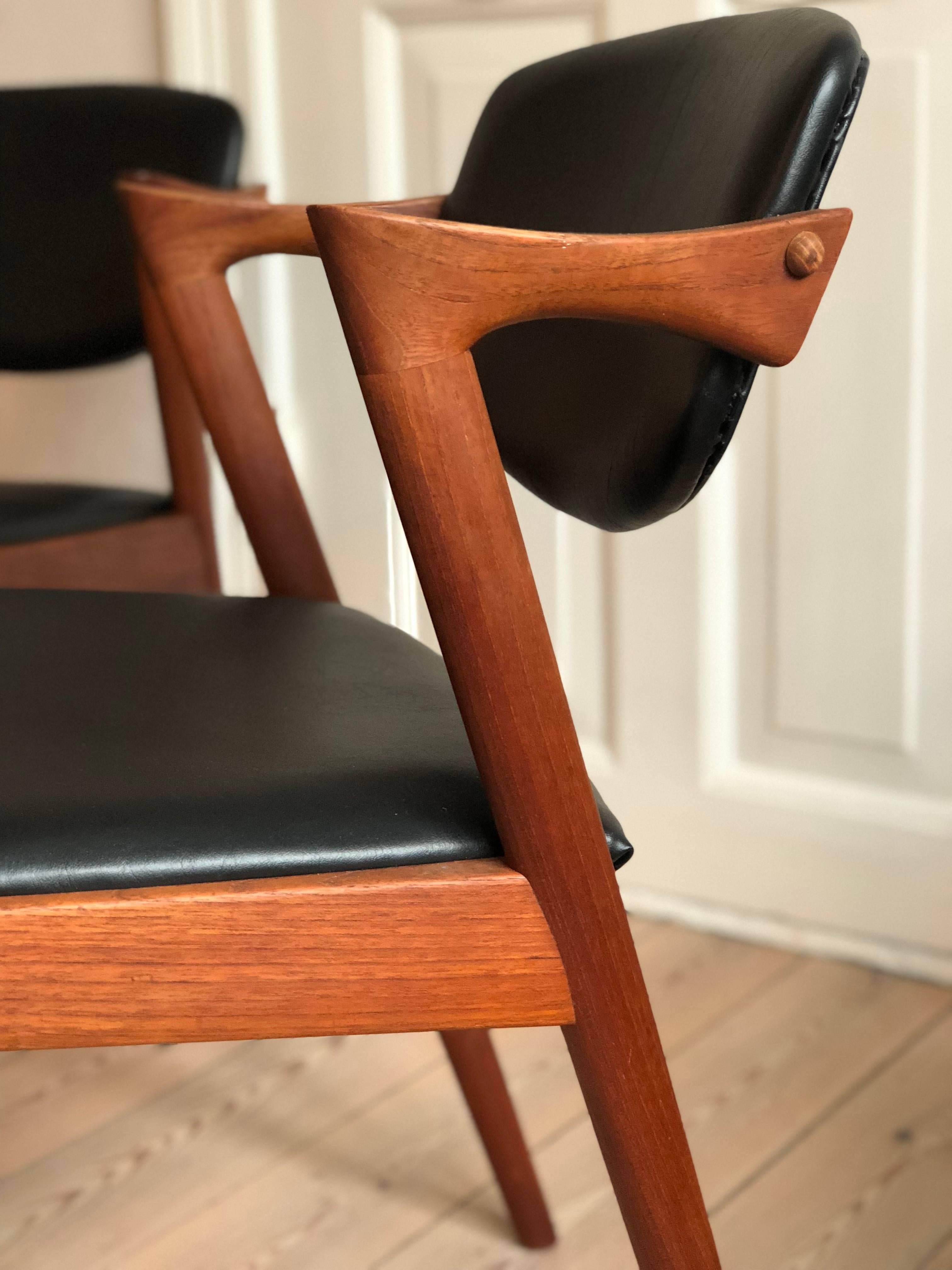 Danish Midcentury Kai Kristiansen Model 42 Teak Dining Chairs