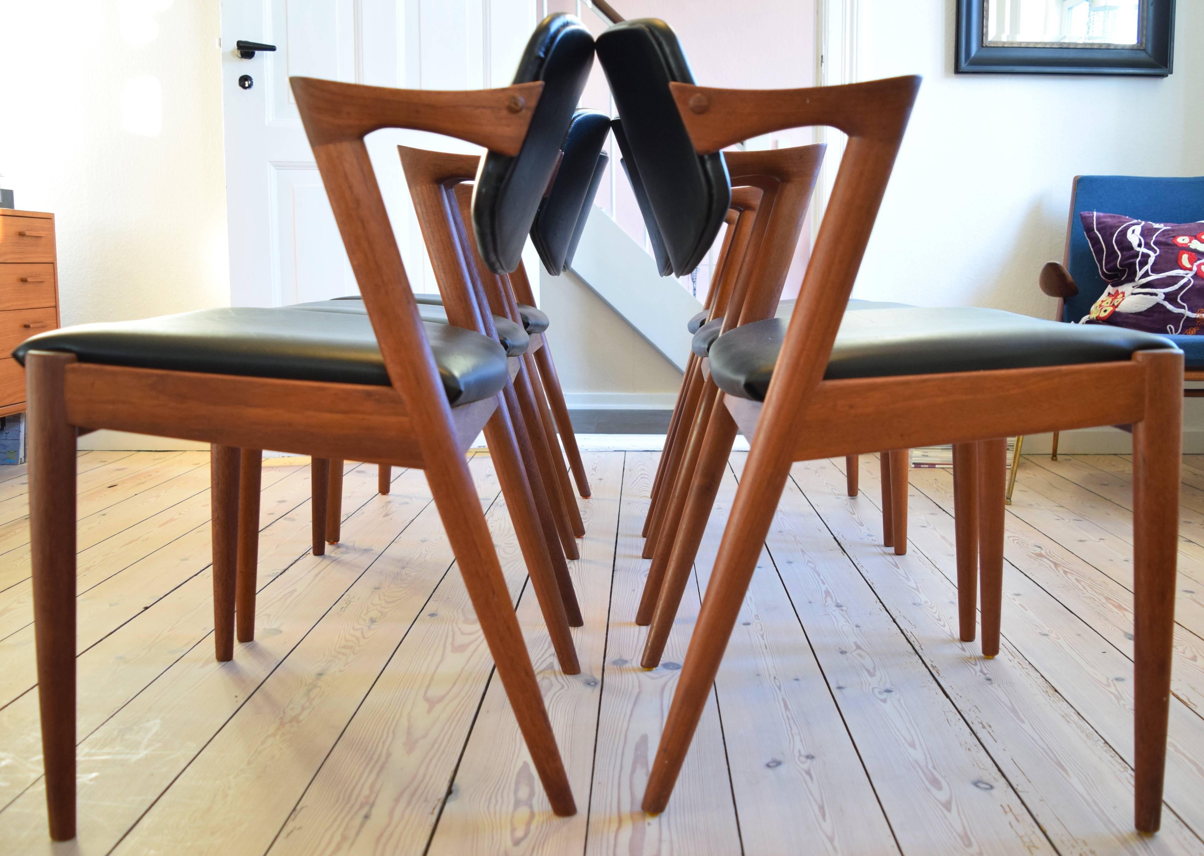 Midcentury Kai Kristiansen Model 42 Teak Dining Chairs 1