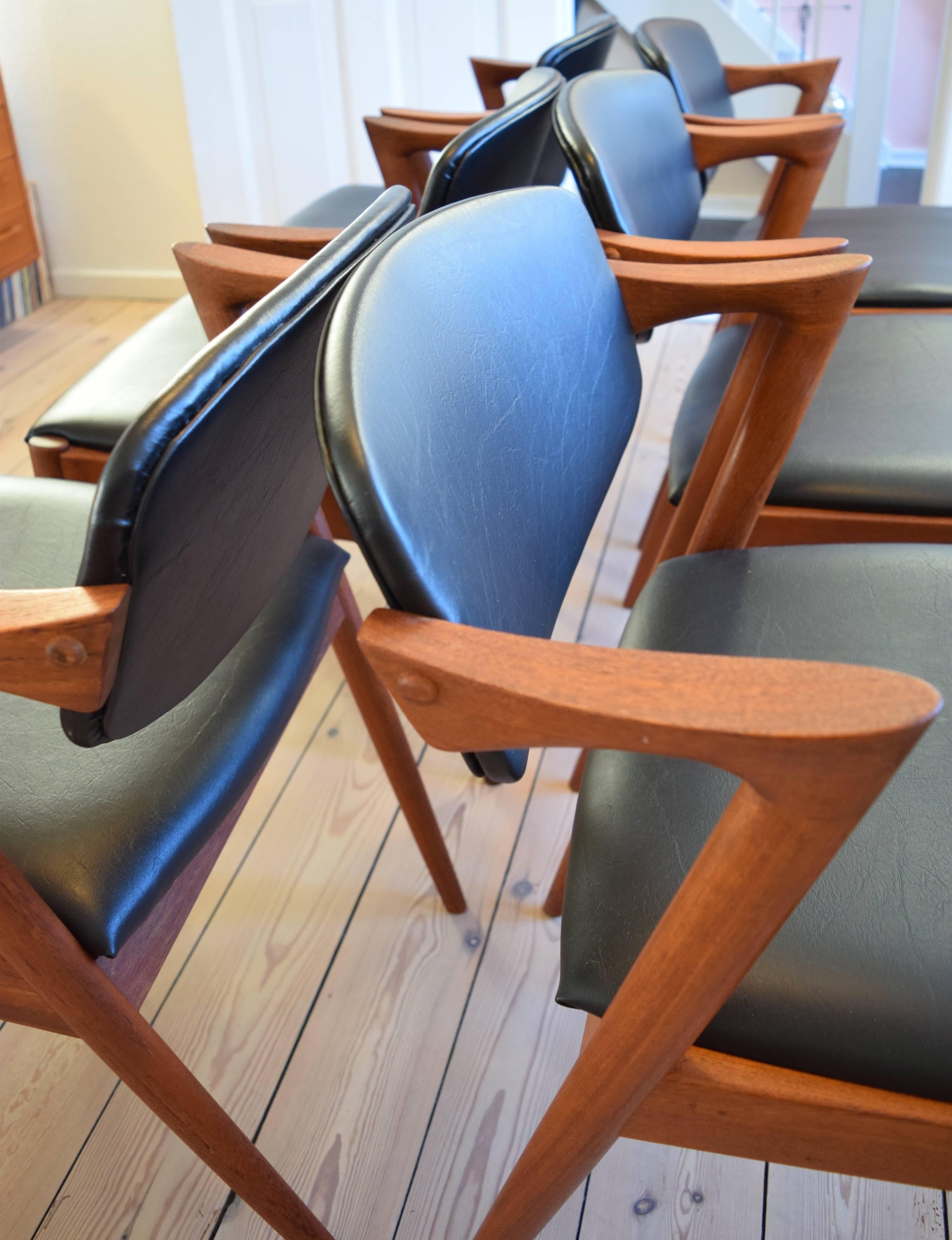 Midcentury Kai Kristiansen Model 42 Teak Dining Chairs 3