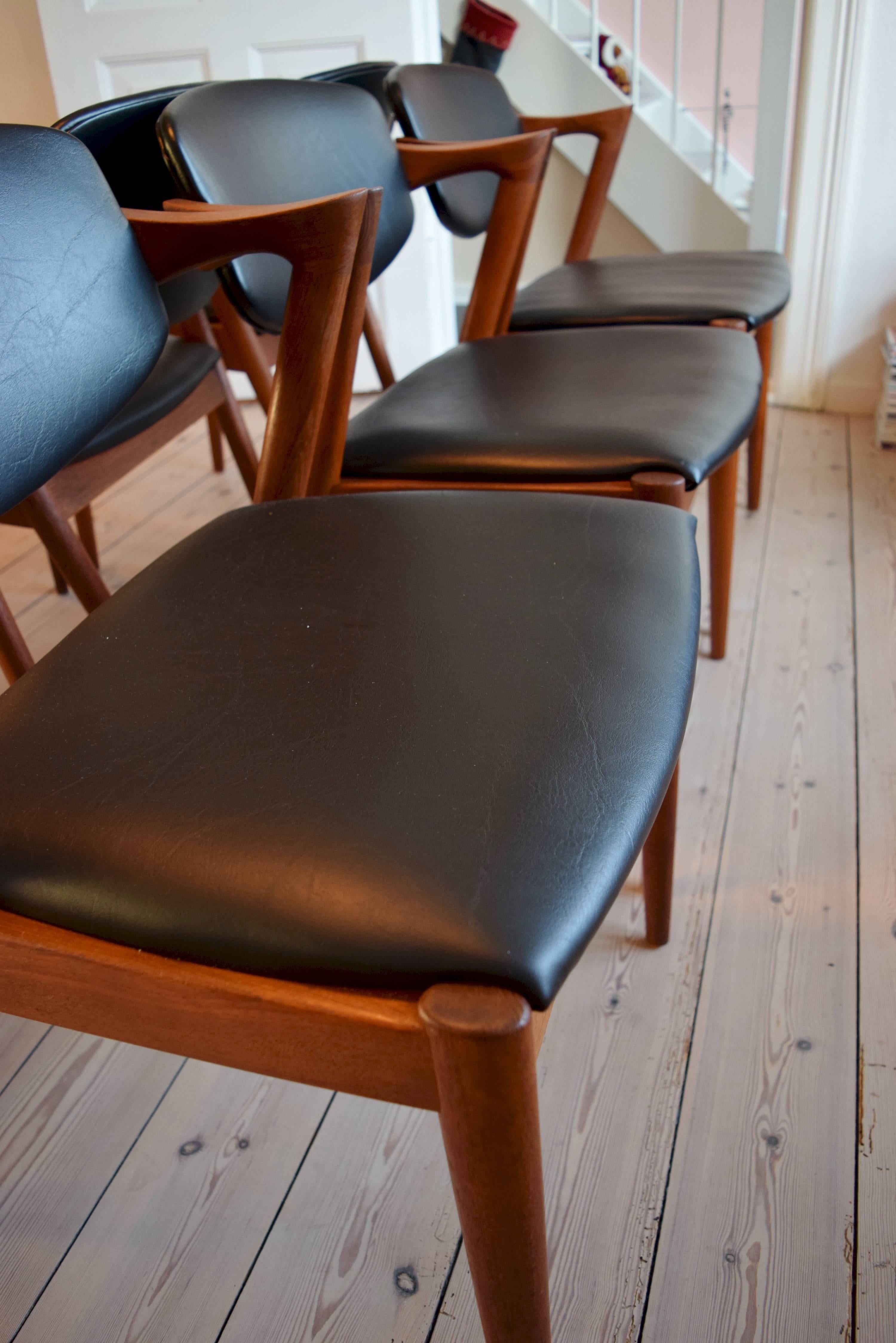Midcentury Kai Kristiansen Model 42 Teak Dining Chairs 4