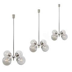 Three Huge Modern Geometric Chandeliers in Nickel-Plated Steel, 1970 8