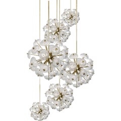 Staircase Cascade Brass and Glass Chandeliers in the Manner of Emil Stejnasstiar 1