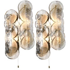 Kalmar Citrus Swirl Ice Glass Wall lights, Austria, 1969