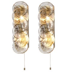 Pair of Kalmar Citrus Swirl Ice Glass Wall Lights, Austria, 1969