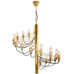 Vintage Large Mid-Century Spiraling Chandelier, in the Style of Gino Sarfatti, 1960s