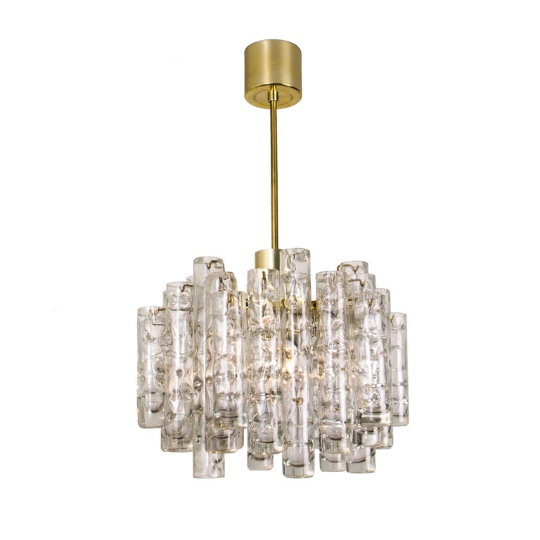 Set of Three Doria Brass Light Fixtures Two Wall Lights and One Chandelier, 1960 For Sale at 1stdibs