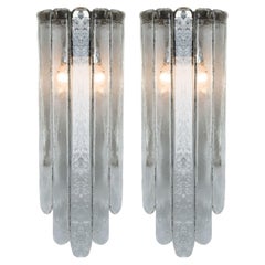 Pair of Long Clear Wall Lights, Mazzega, 1970s