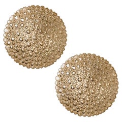 One of the Six Glass Brass Wall Lights/ Flush Mounts by Motoko Isshi for Staff
