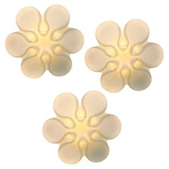 Lampade da parete in vetro ceramico bianco Daisy, Belga, 1920 circa