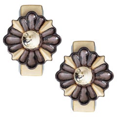 Pair of Rectangular Flower Shaped Wall Lights Ceramic by Pan, Denmark 1970