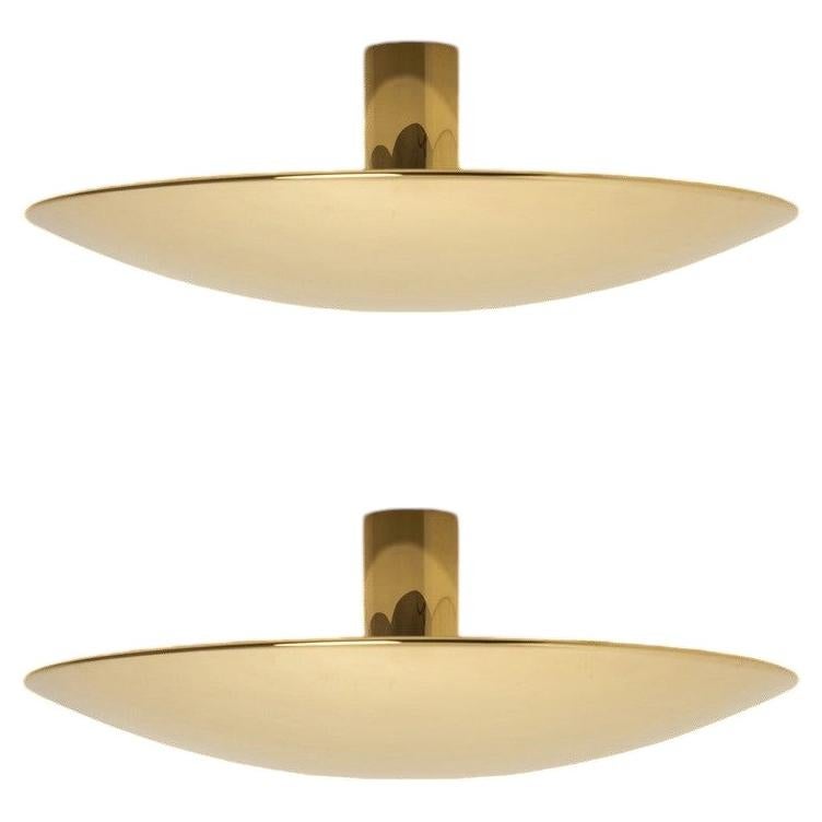 1 of the 2 Florian Schulz Brass Flush Mount Ceiling / Wall Lights For Sale