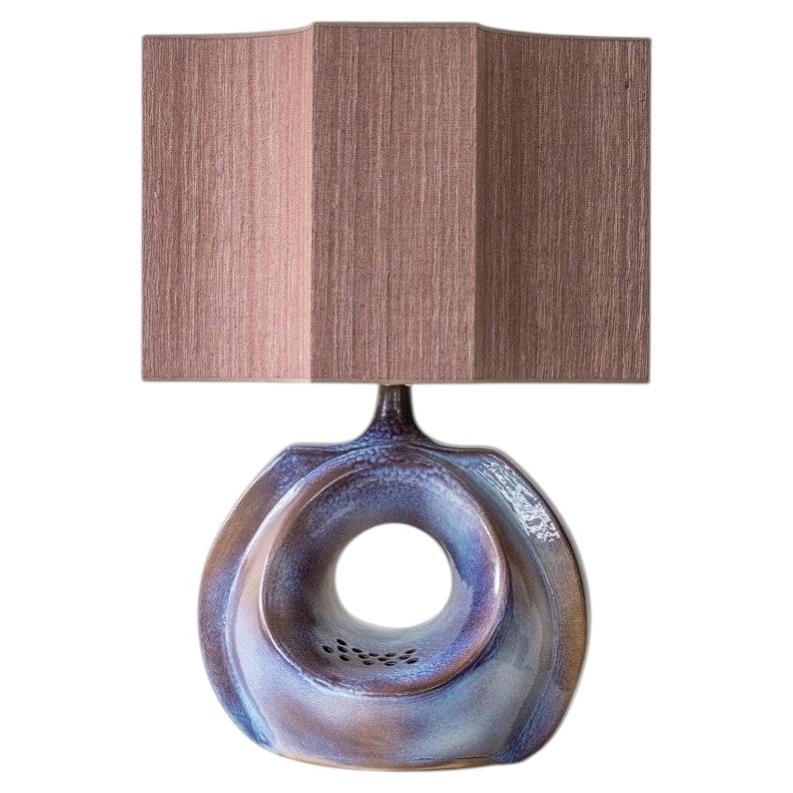 Large Celestial Ceramic Lamp Hole, Custom Pink Lampshade by R. Houben For Sale