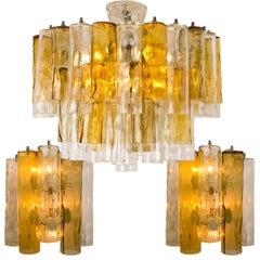 Set of Extra Large Barovier Toso Light Fixtures, Two Wall Lights, One Chandelier