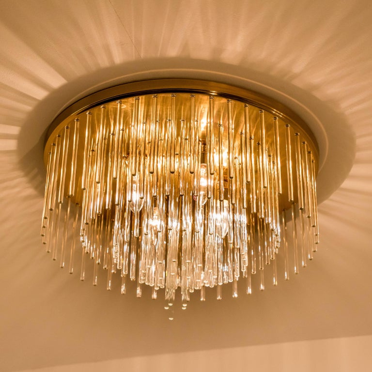 Set of Three Sciolari Glass Rod Waterfall Light Fixtures for Lightolier