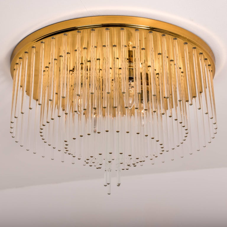 Set of Three Sciolari Glass Rod Waterfall Light Fixtures for Lightolier