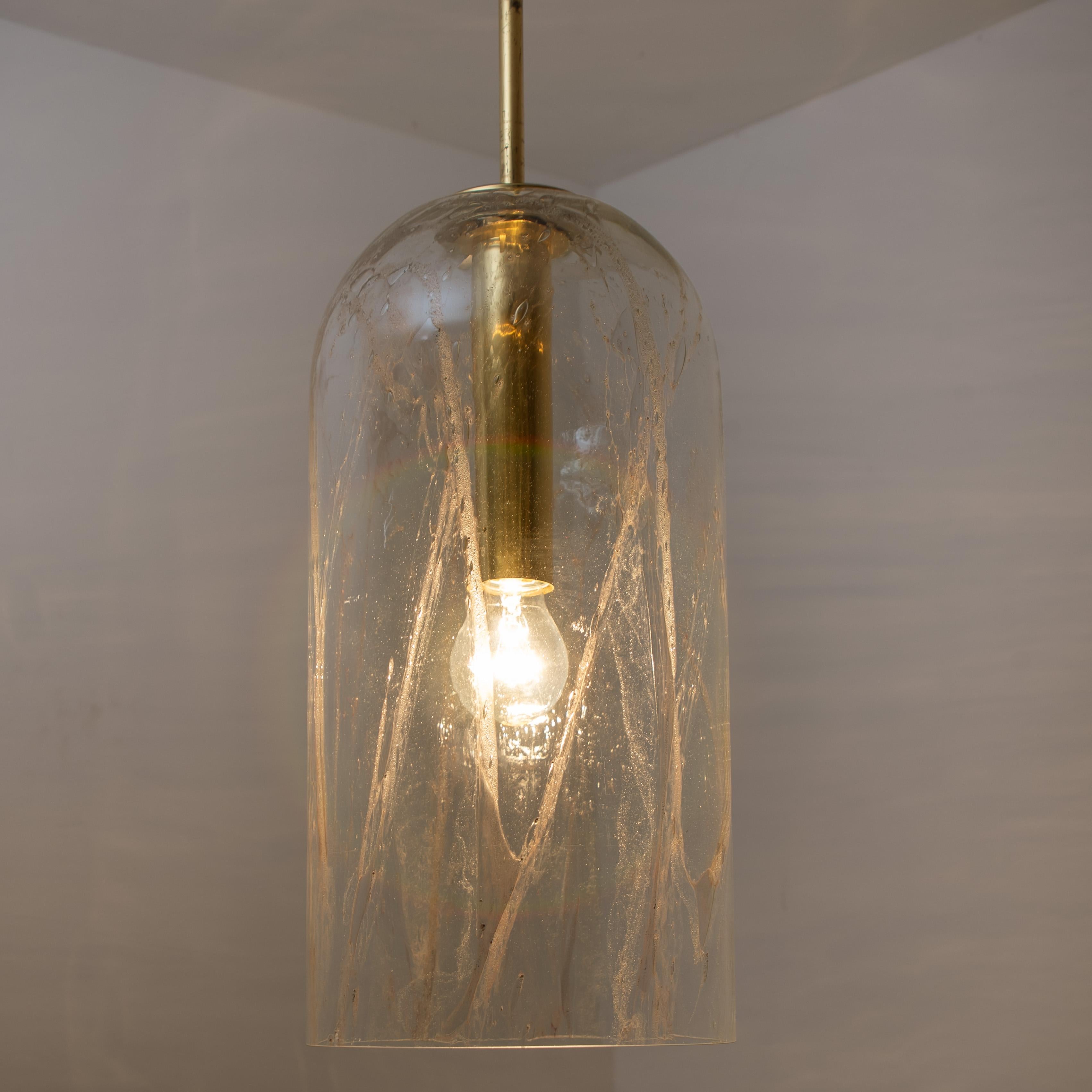 Mid-17th Century One of Three Textured Glass Pendant Lamps by Doria, 1960