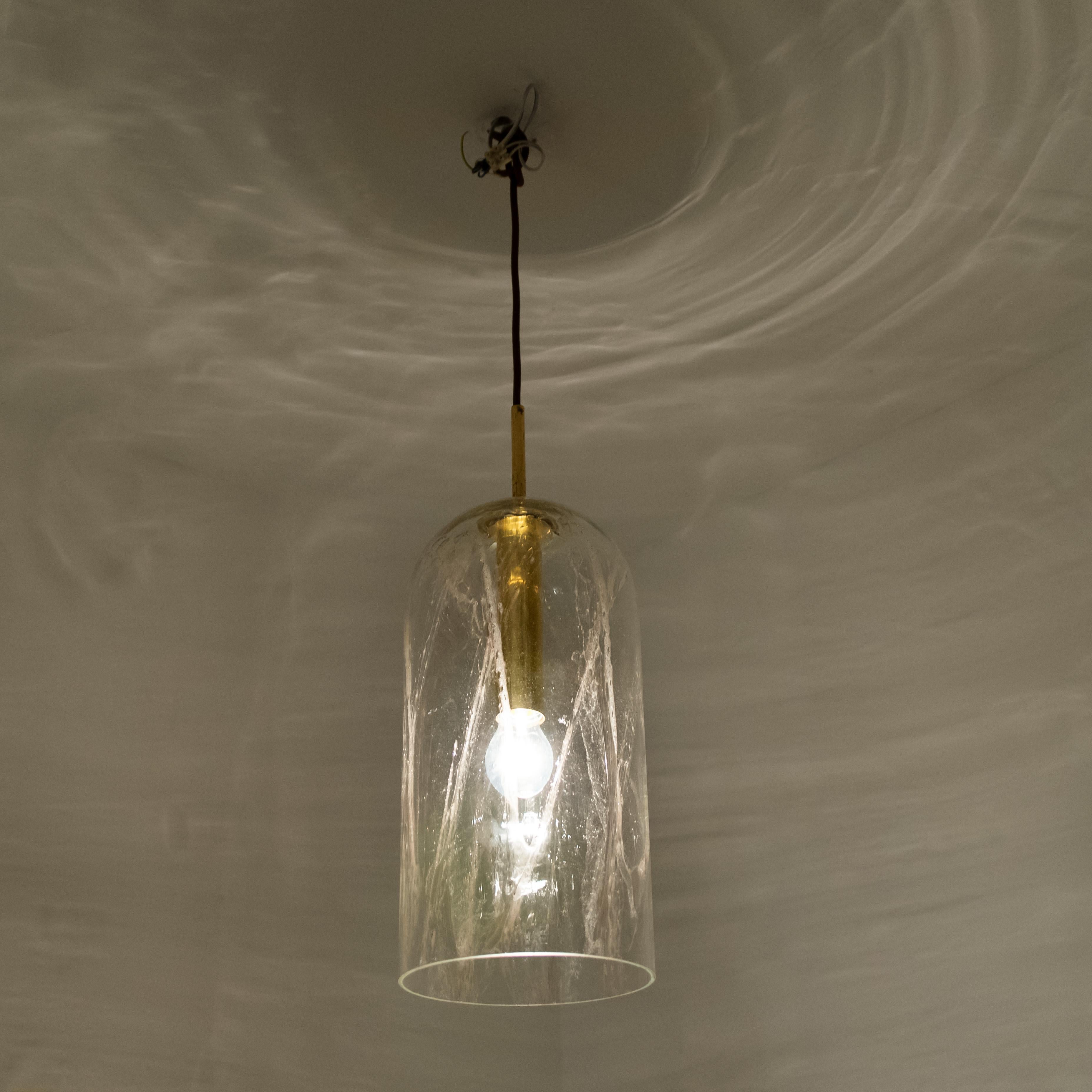 One of Three Textured Glass Pendant Lamps by Doria, 1960 5
